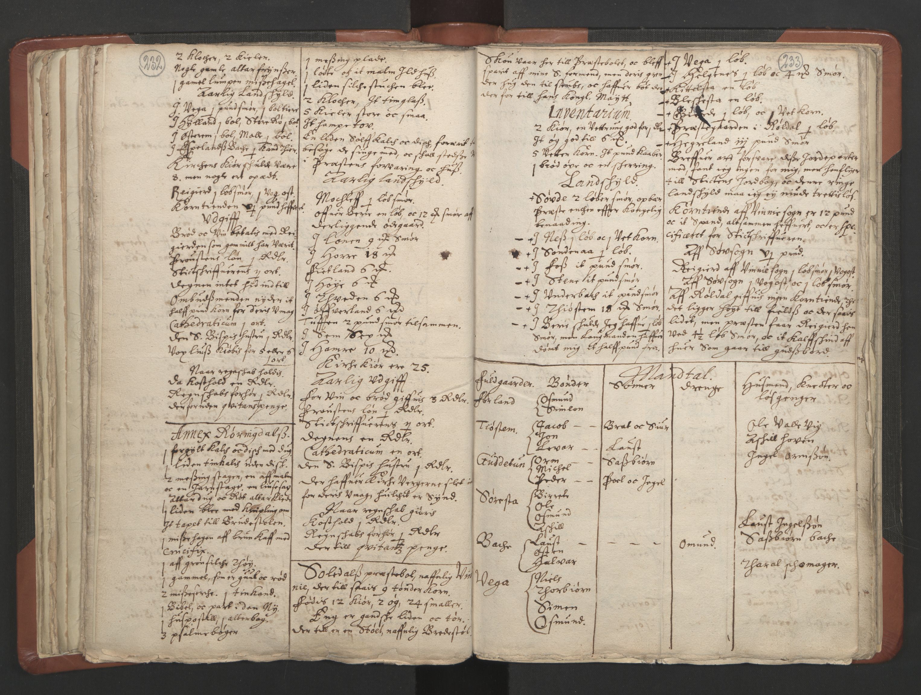 RA, Vicar's Census 1664-1666, no. 19: Ryfylke deanery, 1664-1666, p. 232-233