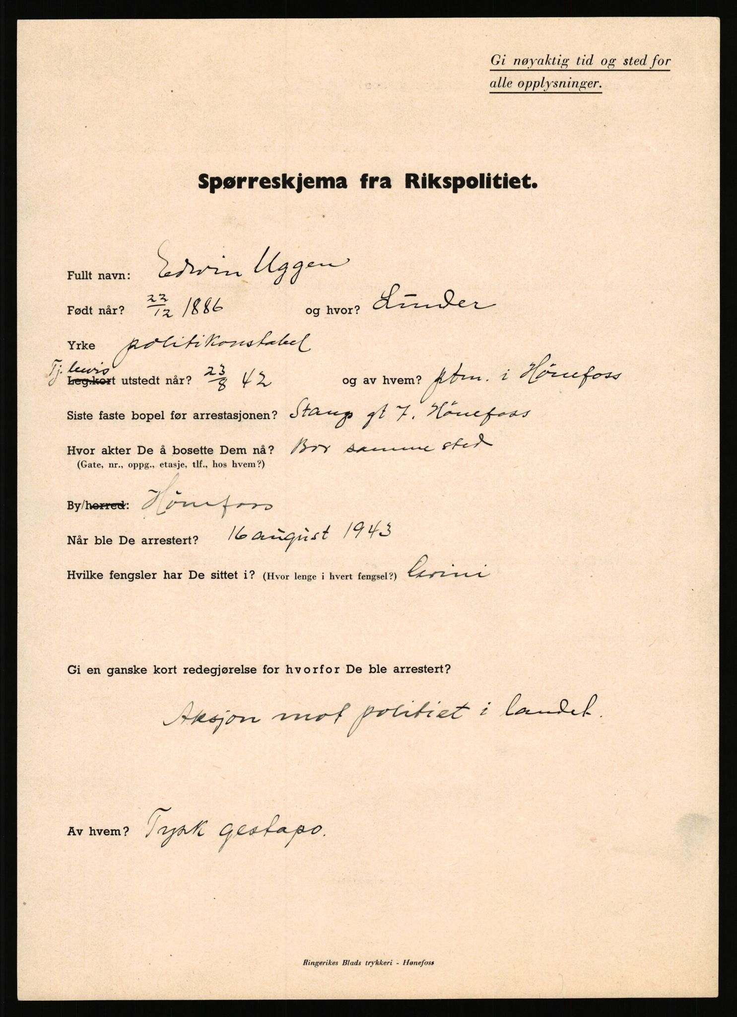 Rikspolitisjefen, AV/RA-S-1560/L/L0017: Tidemann, Hermann G. - Veum, Tjostolv, 1940-1945, p. 692