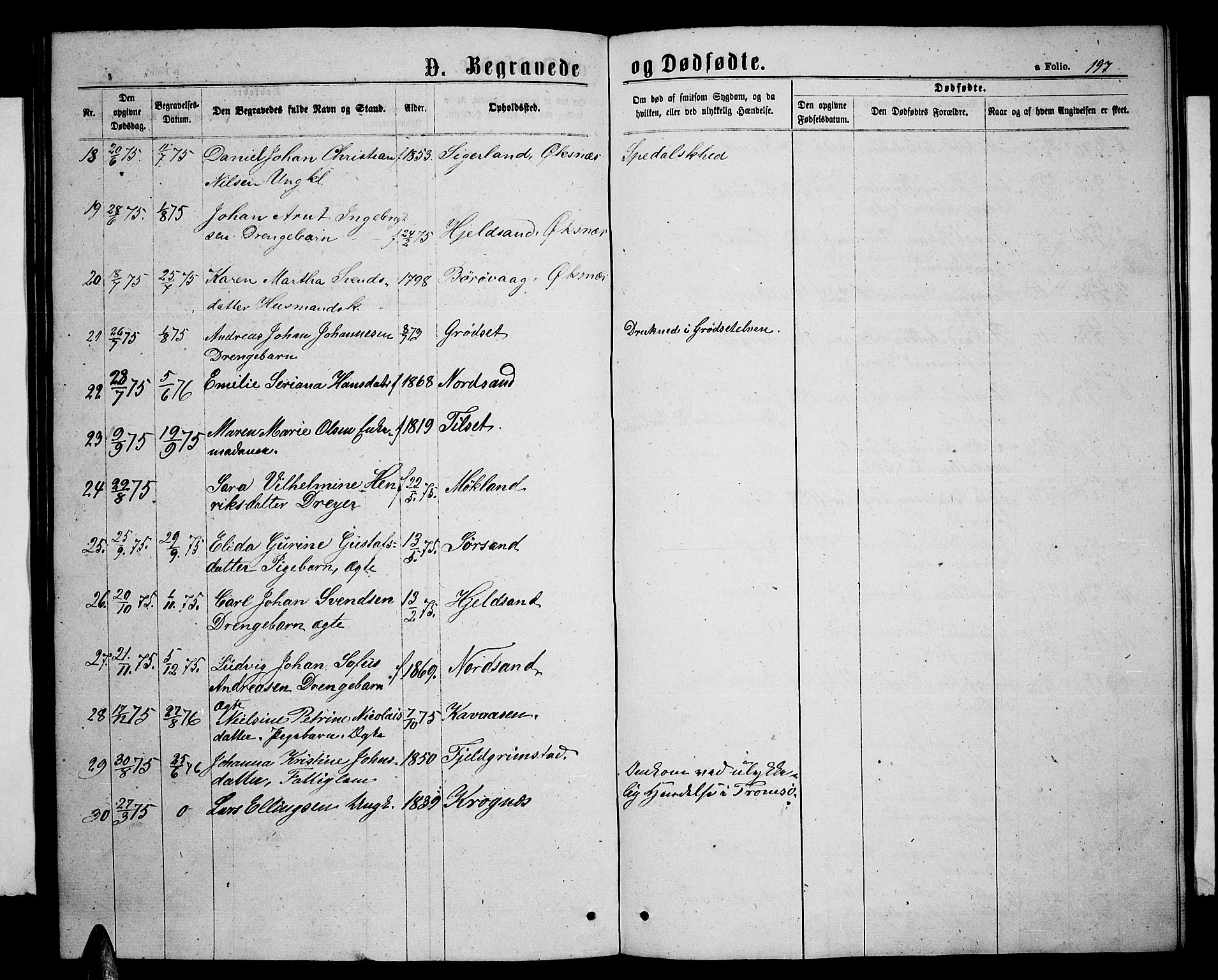 Ministerialprotokoller, klokkerbøker og fødselsregistre - Nordland, SAT/A-1459/893/L1348: Parish register (copy) no. 893C03, 1867-1877, p. 197