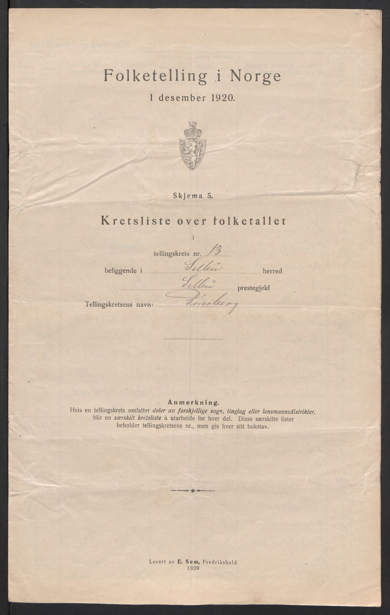 SAT, 1920 census for Selbu, 1920, p. 44