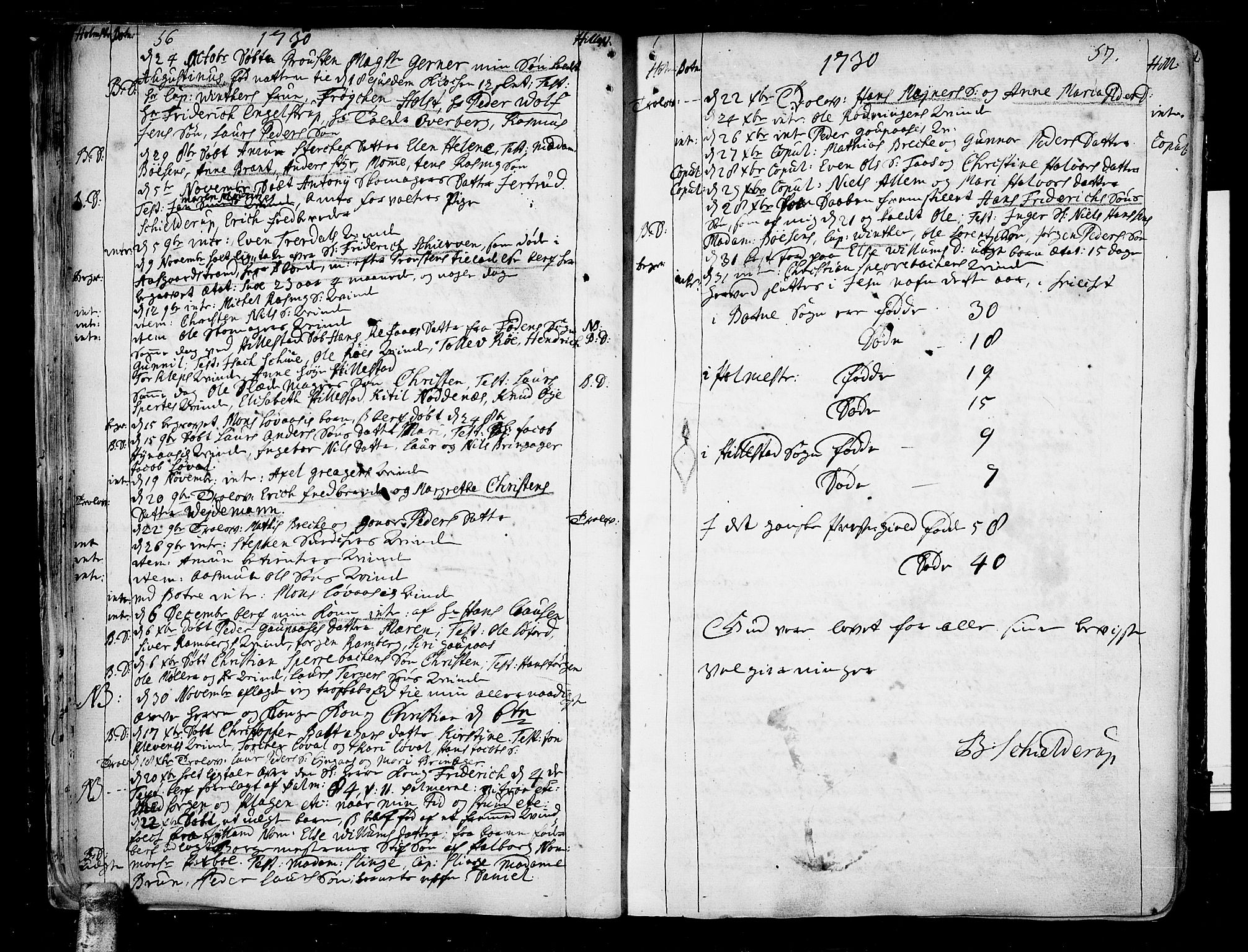 Botne kirkebøker, SAKO/A-340/F/Fa/L0001a: Parish register (official) no. I 1A, 1707-1778, p. 56-57