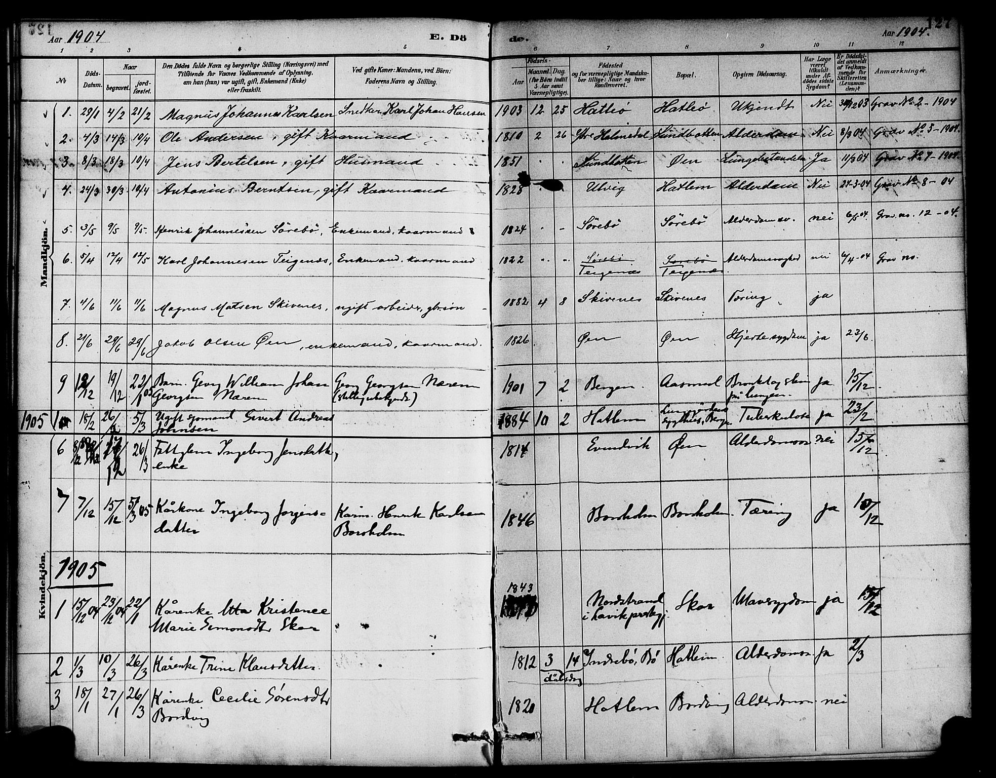 Hyllestad sokneprestembete, SAB/A-80401: Parish register (official) no. D 1, 1886-1905, p. 127