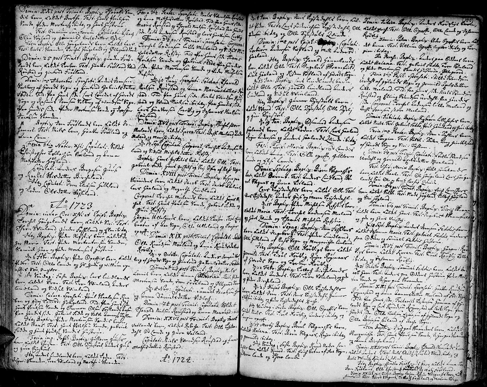 Kvinesdal sokneprestkontor, SAK/1111-0026/F/Fa/Fab/L0001: Parish register (official) no. A 1 /2, 1710-1788, p. 100