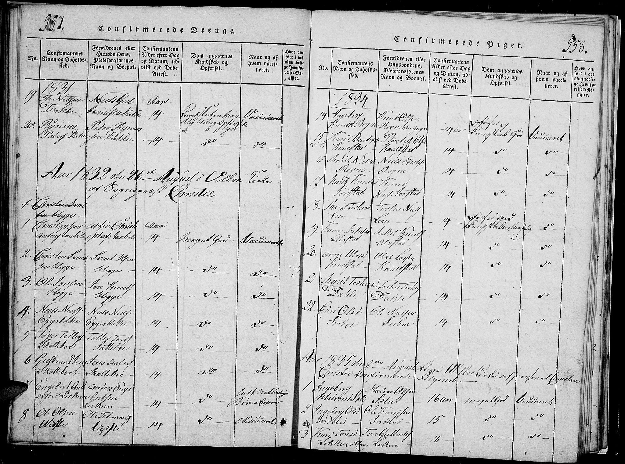 Slidre prestekontor, SAH/PREST-134/H/Ha/Hab/L0002: Parish register (copy) no. 2, 1814-1839, p. 557-558