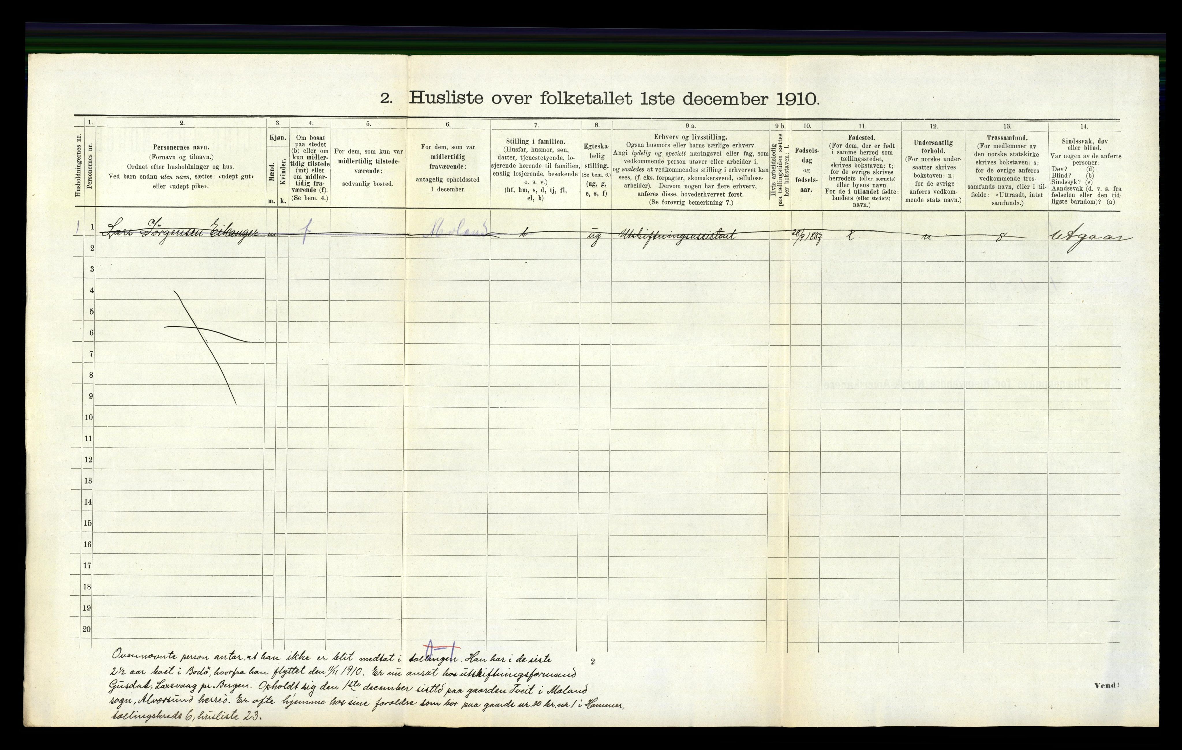 RA, 1910 census for Hamre, 1910, p. 387