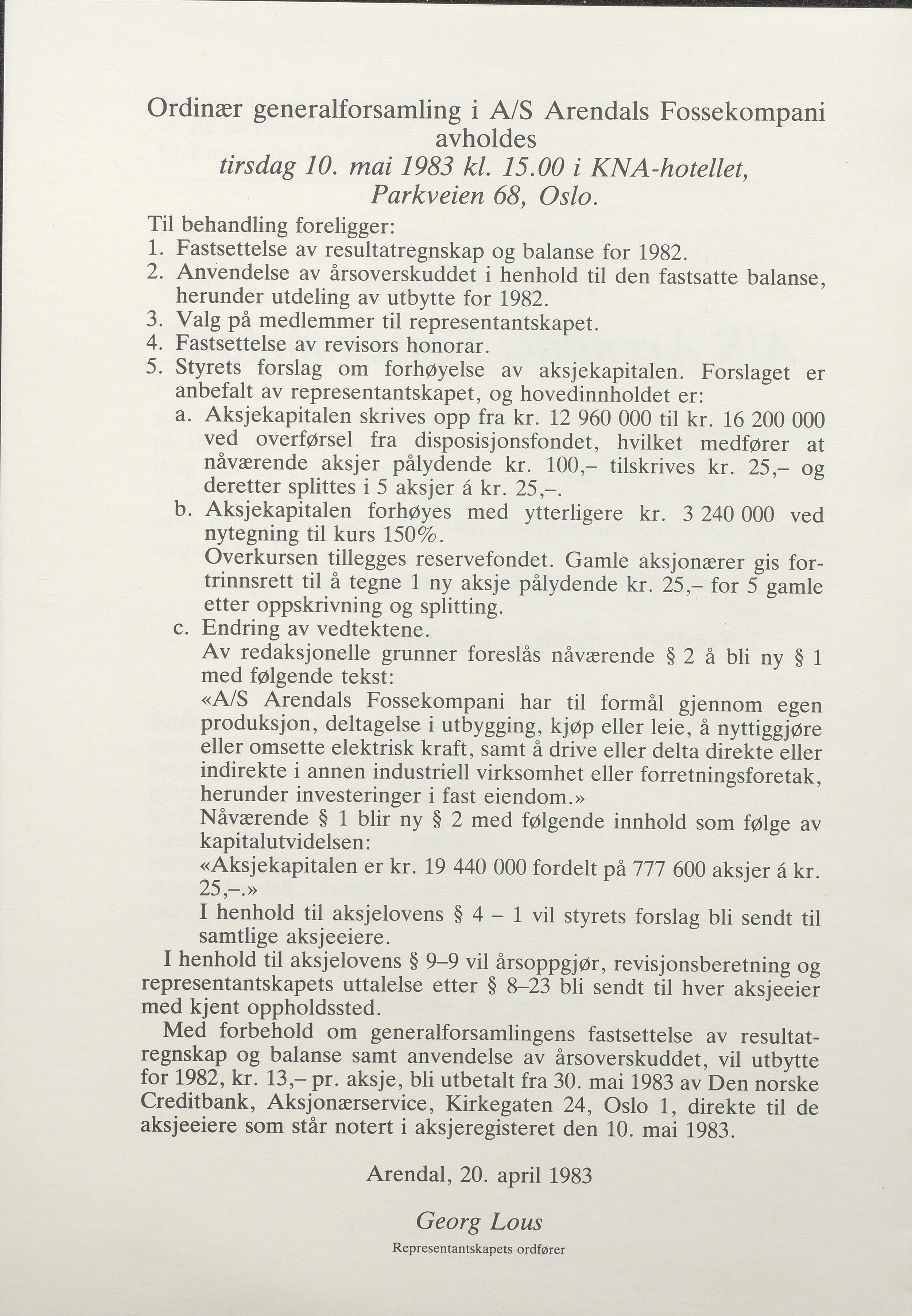 Arendals Fossekompani, AAKS/PA-2413/X/X01/L0001/0015: Beretninger, regnskap, balansekonto, gevinst- og tapskonto / Beretning og regnskap 1980 - 1987, 1980-1987, p. 48