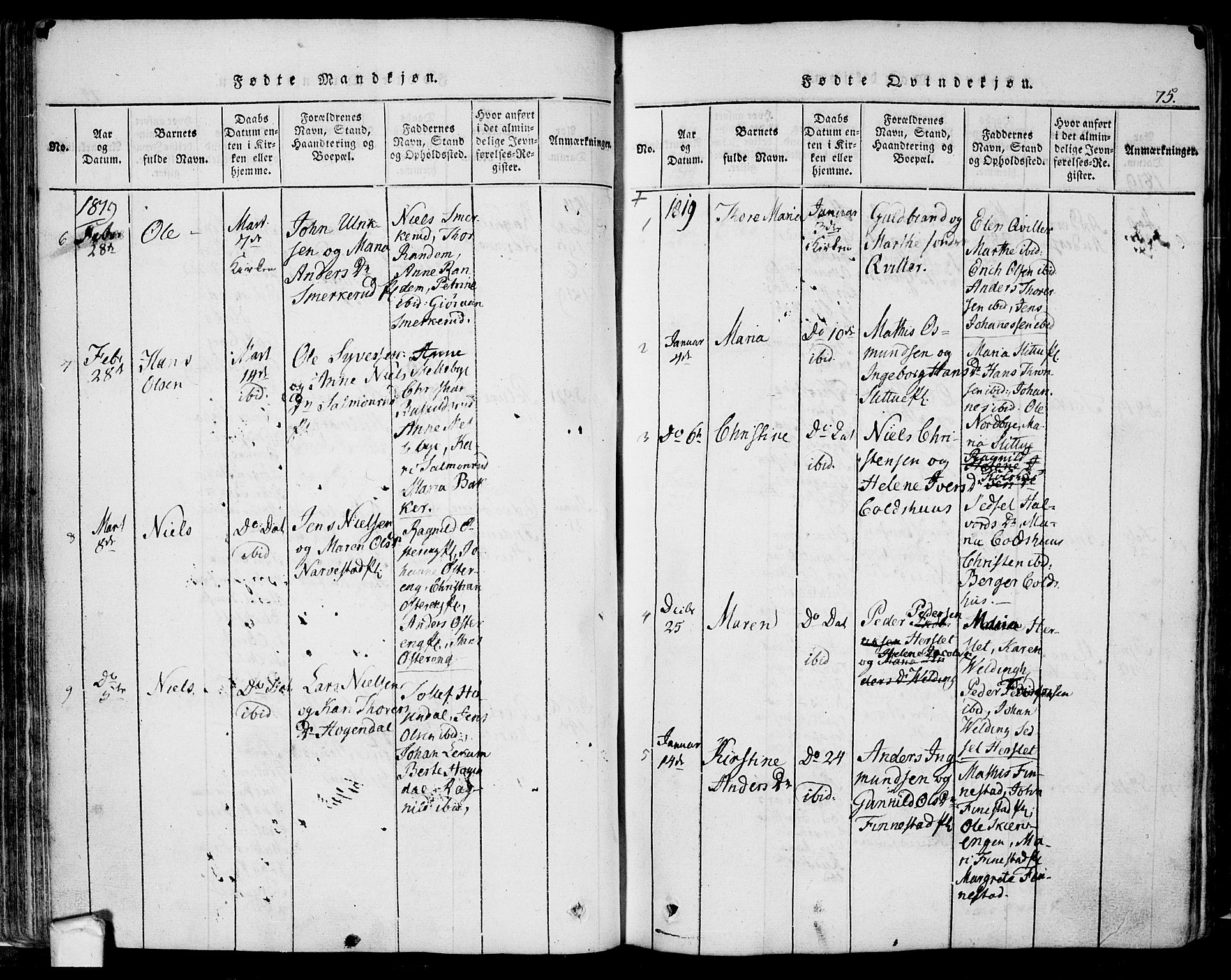 Eidsberg prestekontor Kirkebøker, AV/SAO-A-10905/F/Fa/L0007: Parish register (official) no. I 7, 1814-1832, p. 75