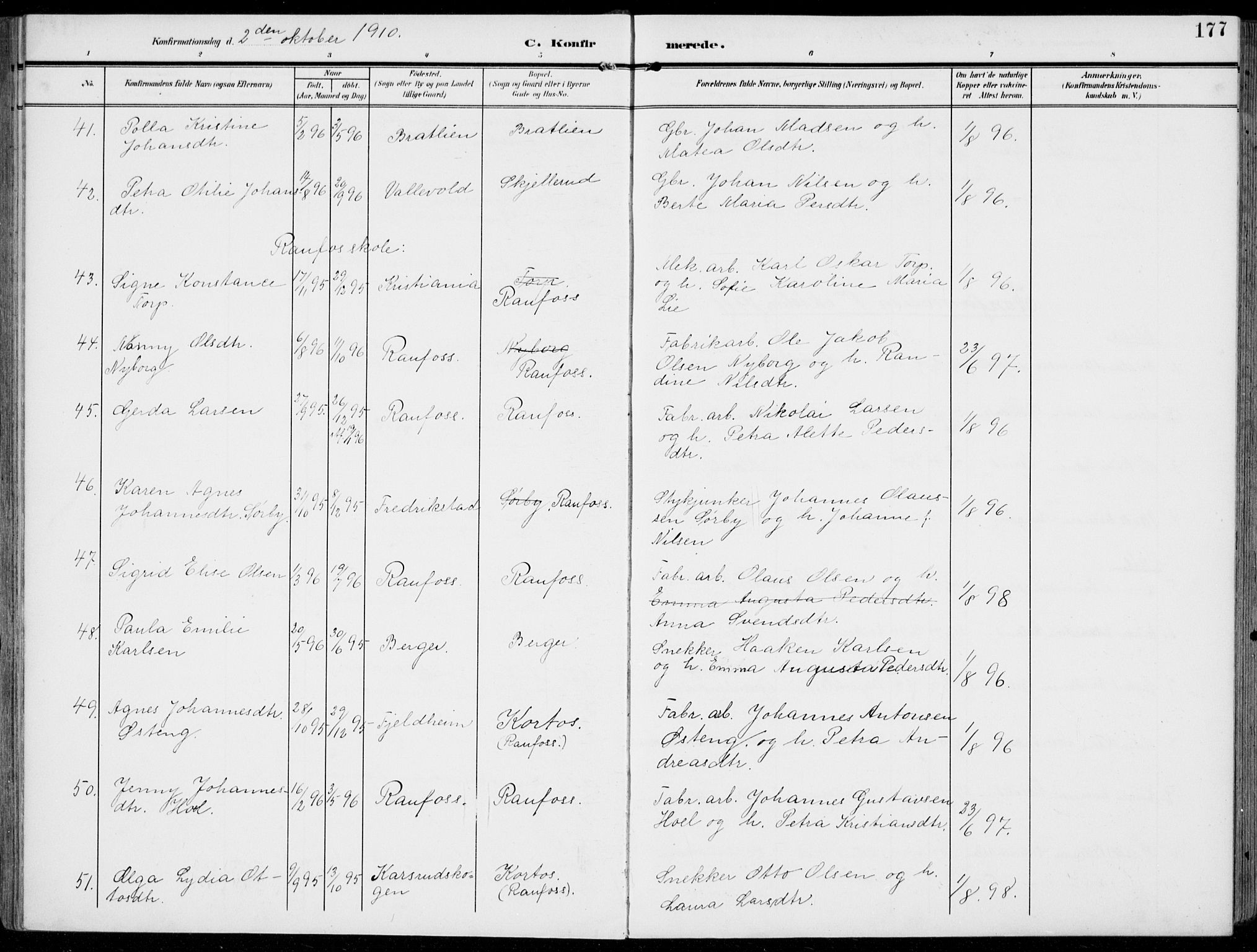 Vestre Toten prestekontor, AV/SAH-PREST-108/H/Ha/Haa/L0014: Parish register (official) no. 14, 1907-1920, p. 177