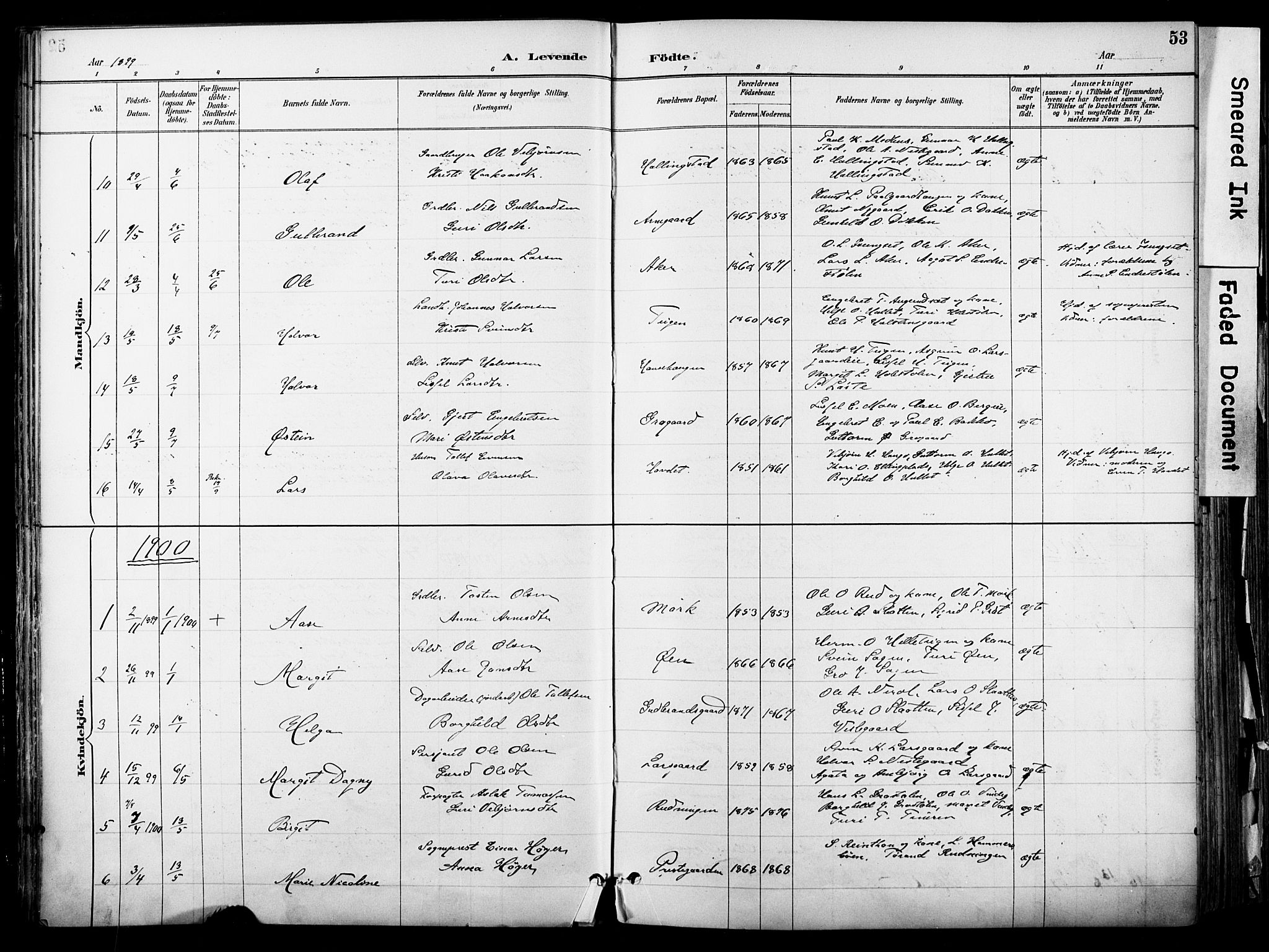 Hol kirkebøker, AV/SAKO-A-227/F/Fa/L0003: Parish register (official) no. I 3, 1887-1918, p. 53