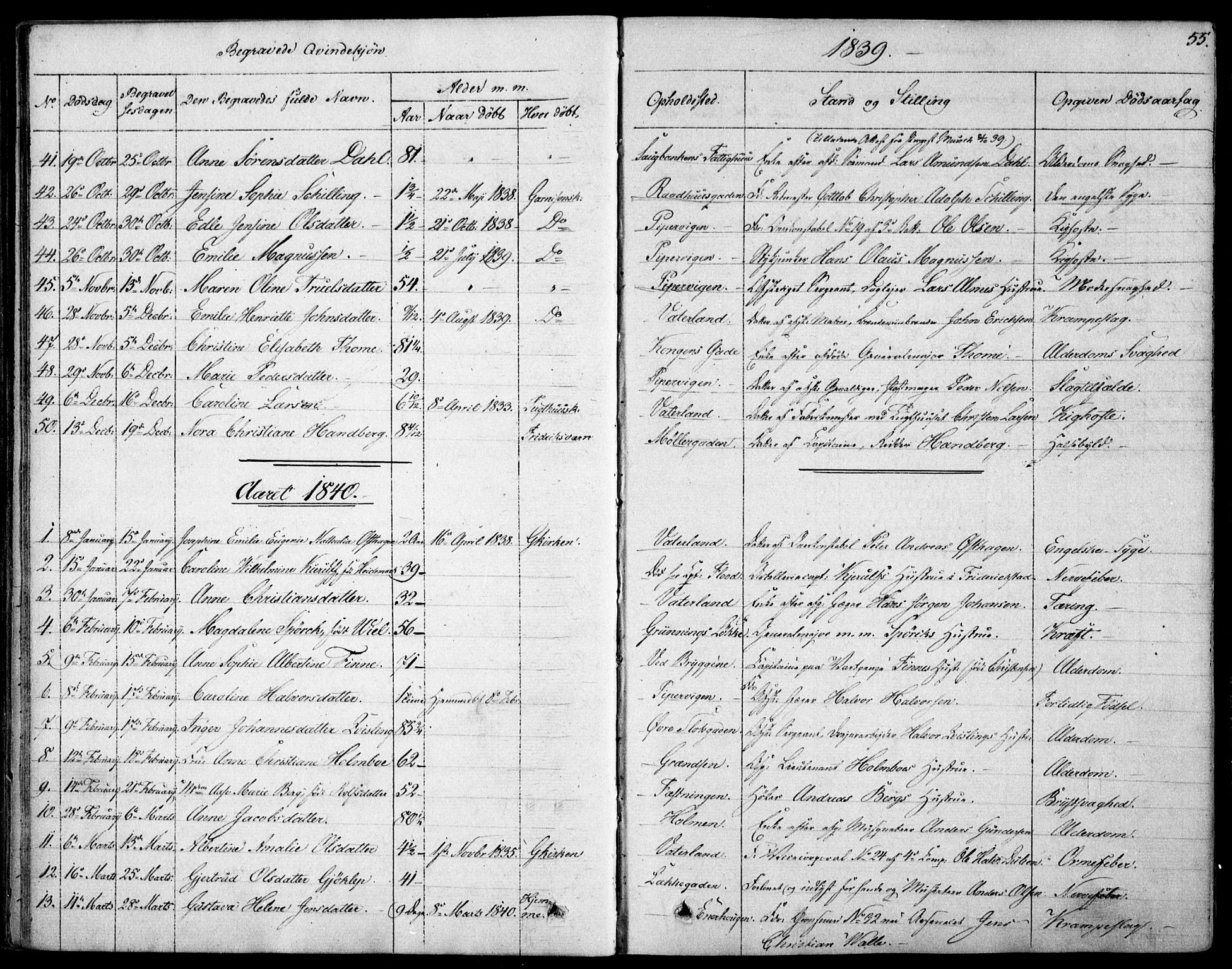 Garnisonsmenigheten Kirkebøker, SAO/A-10846/F/Fa/L0007: Parish register (official) no. 7, 1828-1881, p. 55