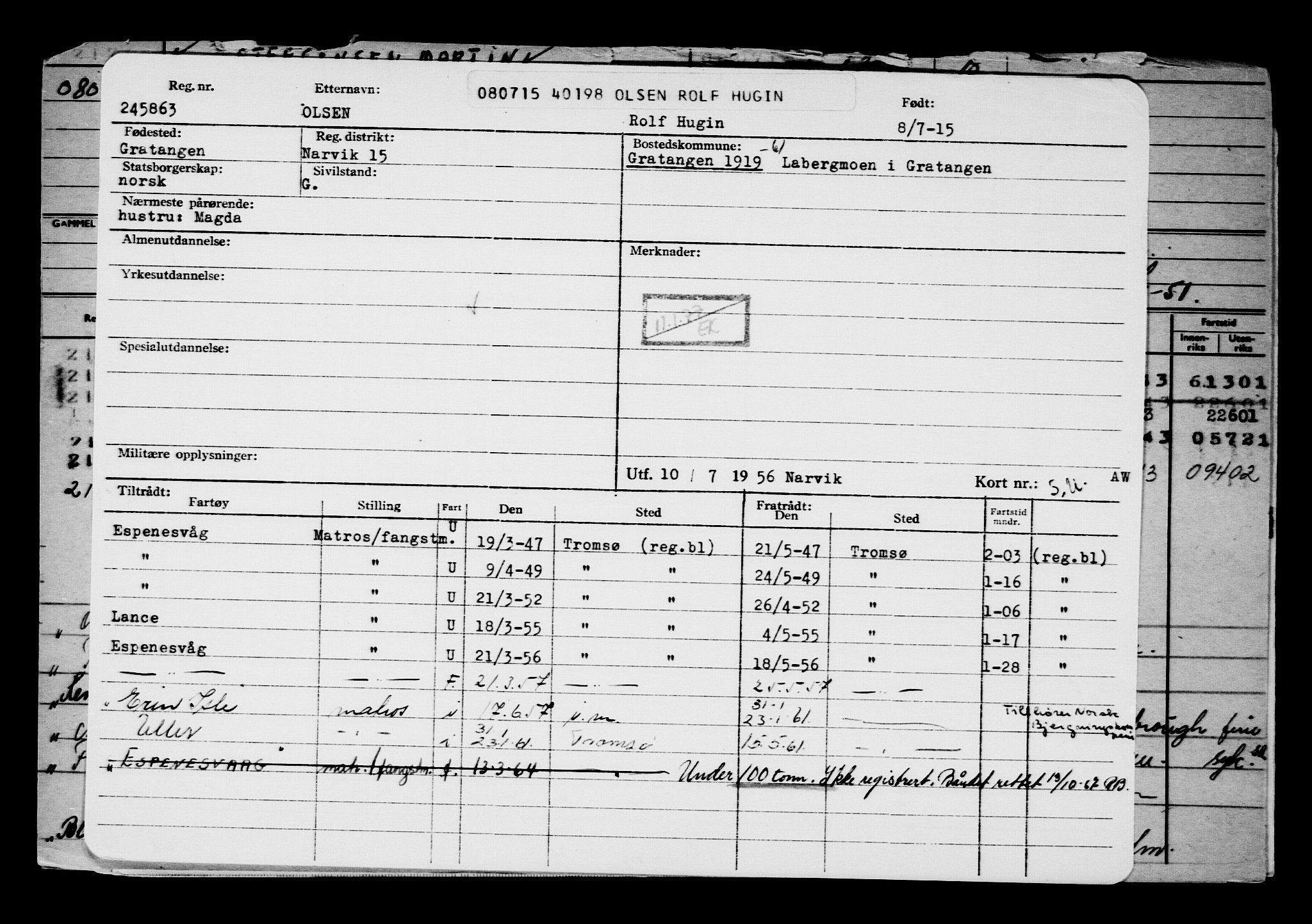 Direktoratet for sjømenn, AV/RA-S-3545/G/Gb/L0131: Hovedkort, 1915, p. 157