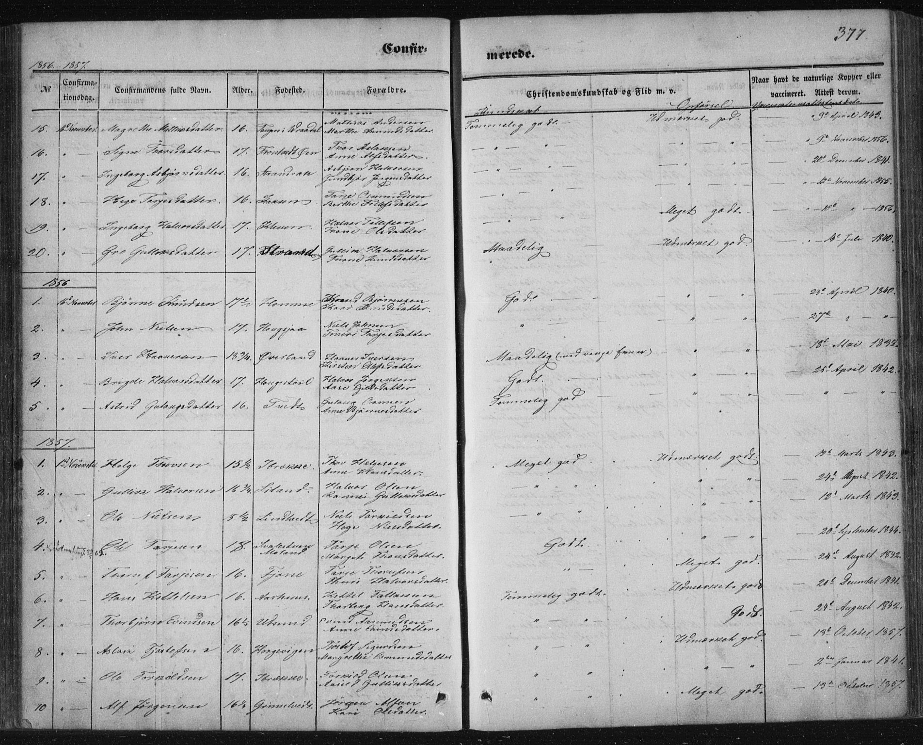 Nissedal kirkebøker, SAKO/A-288/F/Fa/L0003: Parish register (official) no. I 3, 1846-1870, p. 376-377