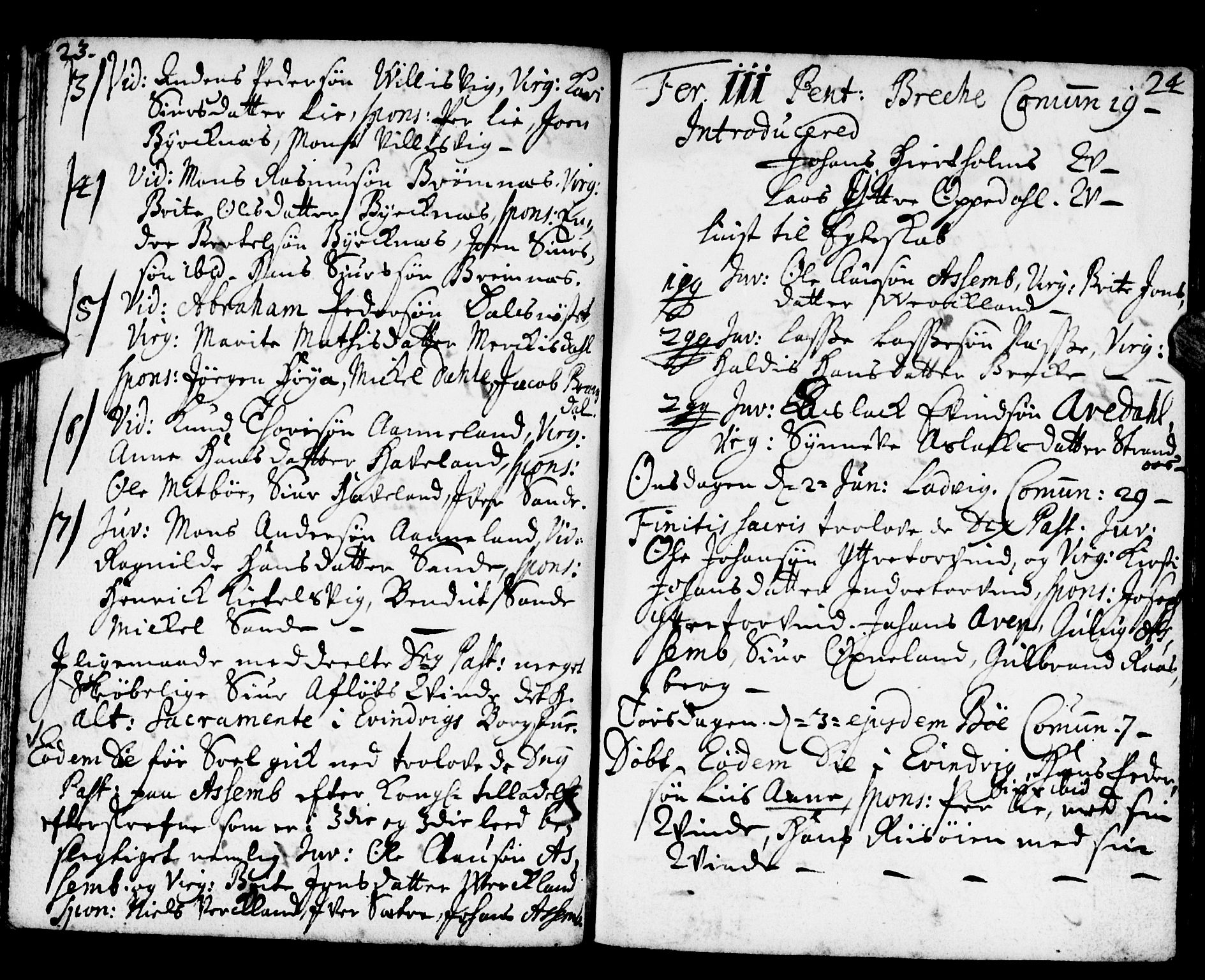 Gulen sokneprestembete, SAB/A-80201/H/Haa/Haaa/L0002: Parish register (official) no. A 2, 1699-1705, p. 23-24