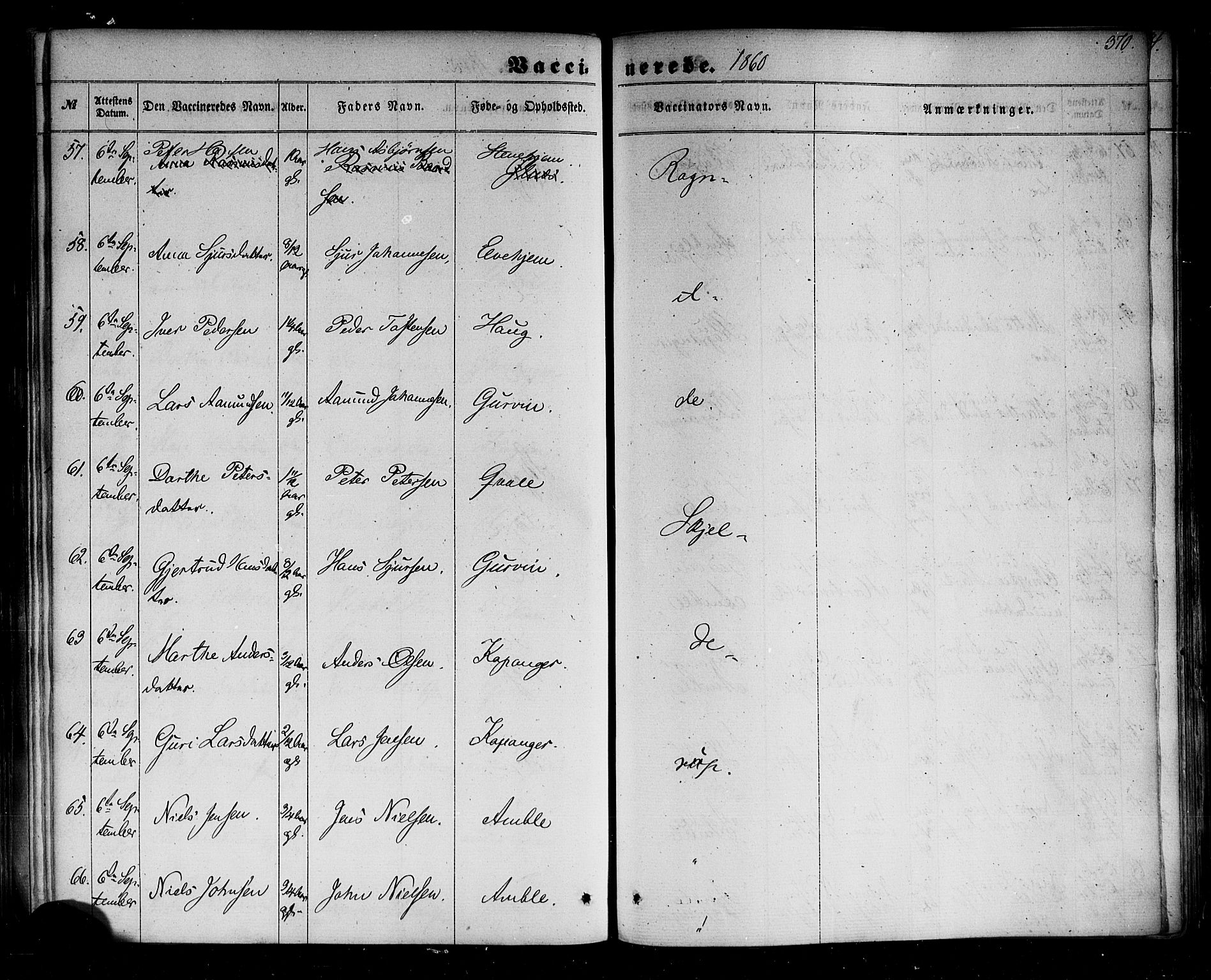 Sogndal sokneprestembete, AV/SAB-A-81301/H/Haa/Haaa/L0013: Parish register (official) no. A 13, 1859-1877, p. 370