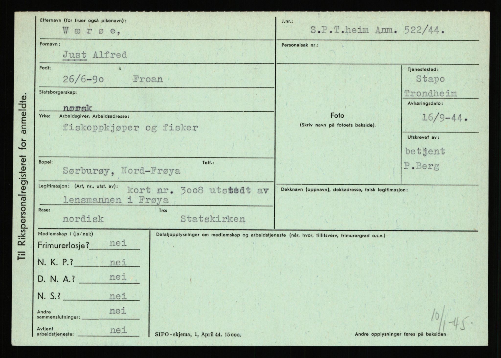 Statspolitiet - Hovedkontoret / Osloavdelingen, AV/RA-S-1329/C/Ca/L0016: Uberg - Øystese, 1943-1945, p. 3204