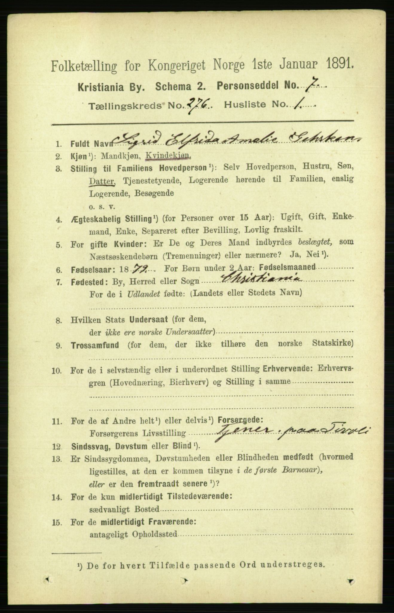 RA, 1891 census for 0301 Kristiania, 1891, p. 167507