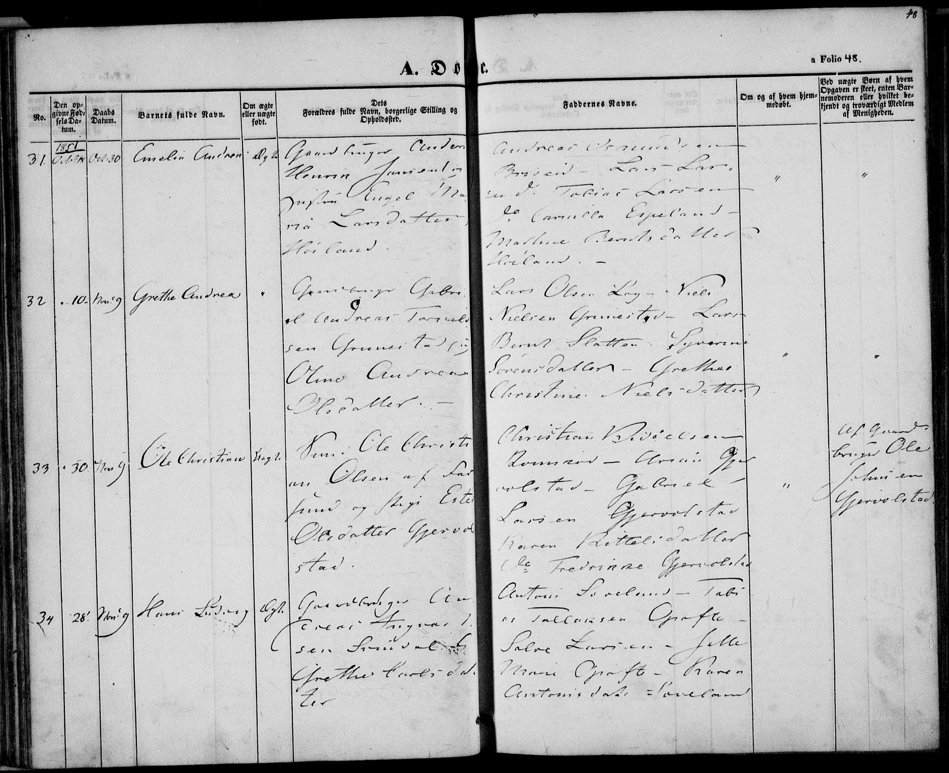 Herad sokneprestkontor, AV/SAK-1111-0018/F/Fa/Faa/L0004: Parish register (official) no. A 4, 1844-1853, p. 48