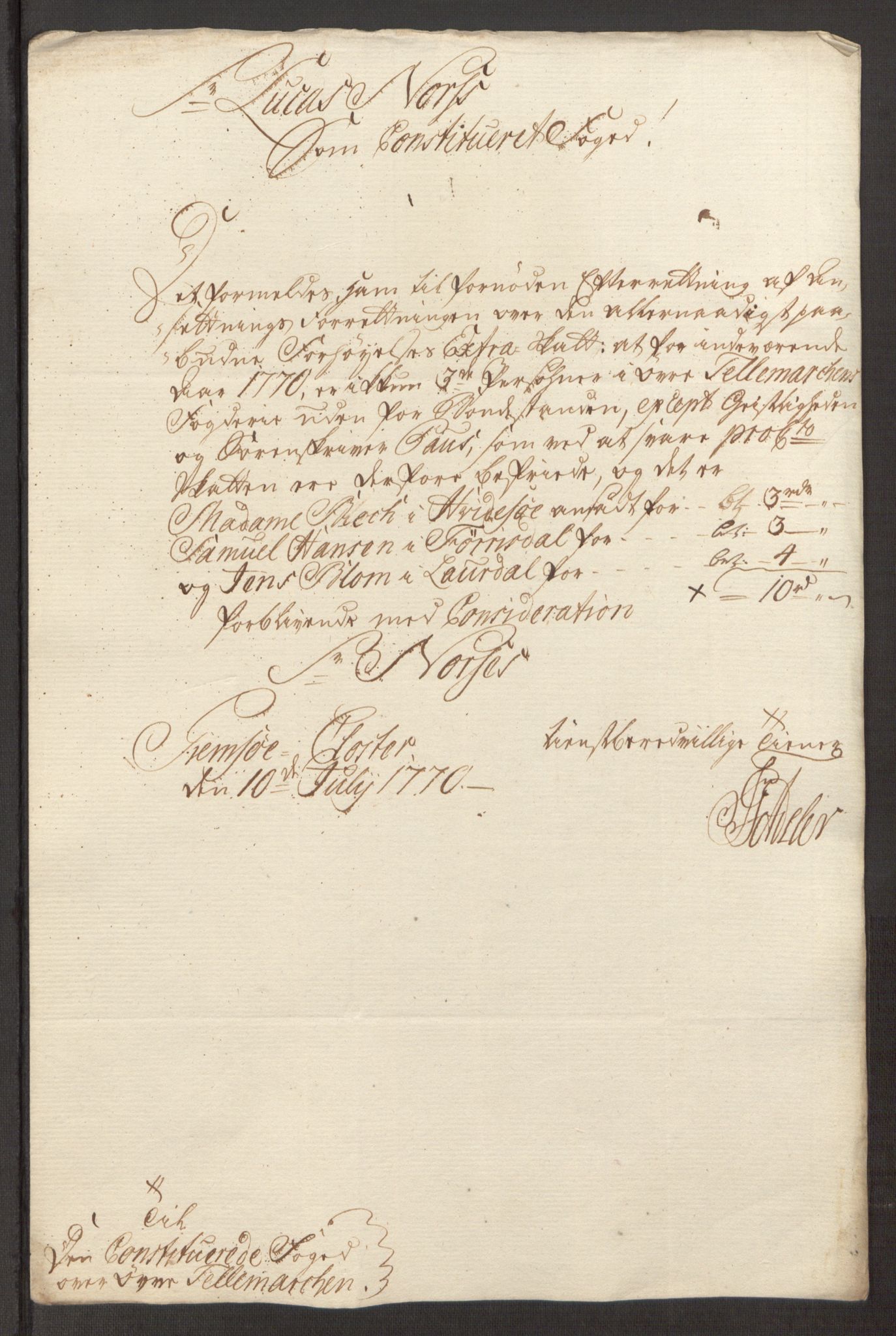 Rentekammeret inntil 1814, Reviderte regnskaper, Fogderegnskap, RA/EA-4092/R38/L2293: Ekstraskatten Øvre Telemark, 1762-1770, p. 506