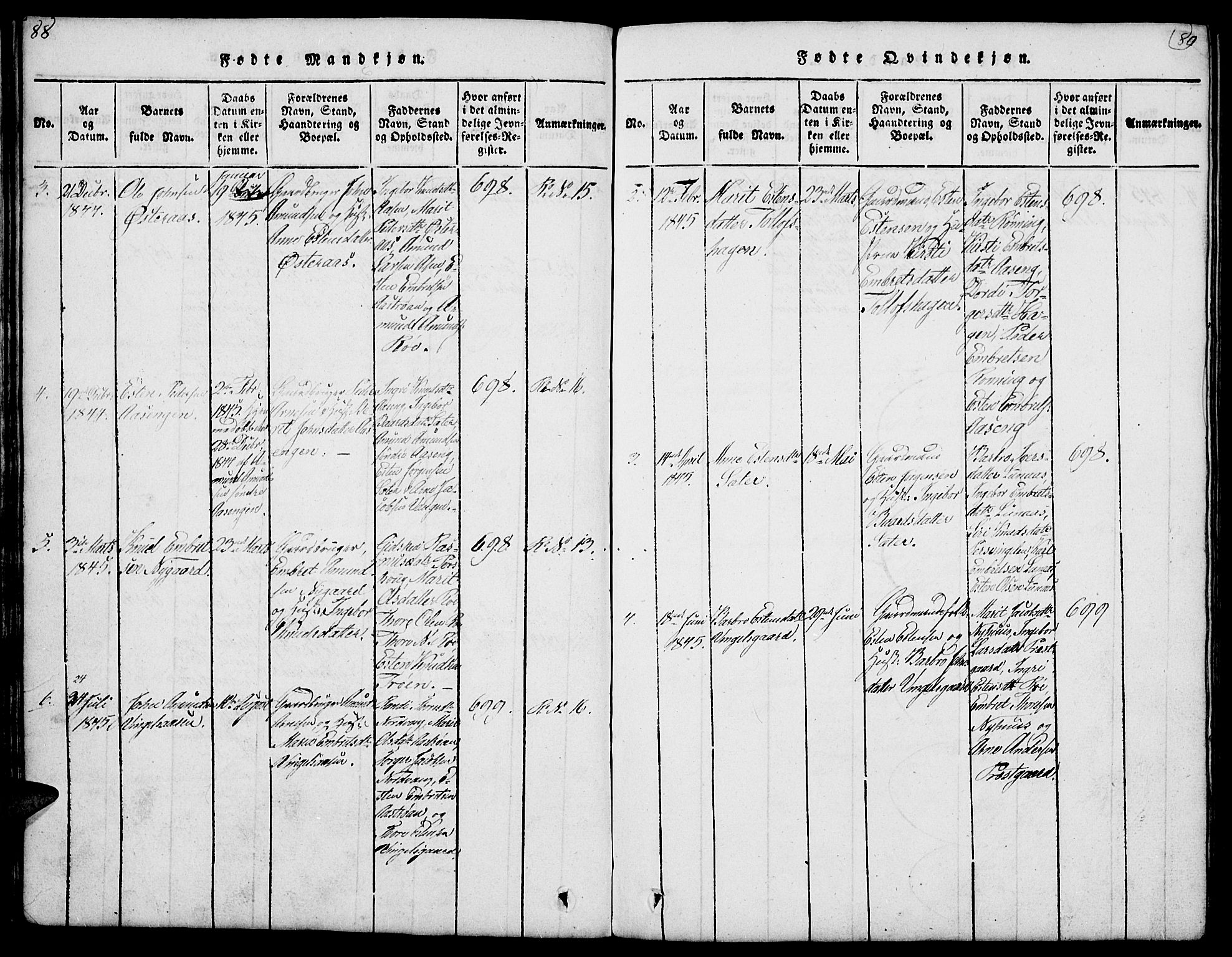 Tolga prestekontor, SAH/PREST-062/L/L0003: Parish register (copy) no. 3, 1815-1862, p. 88-89