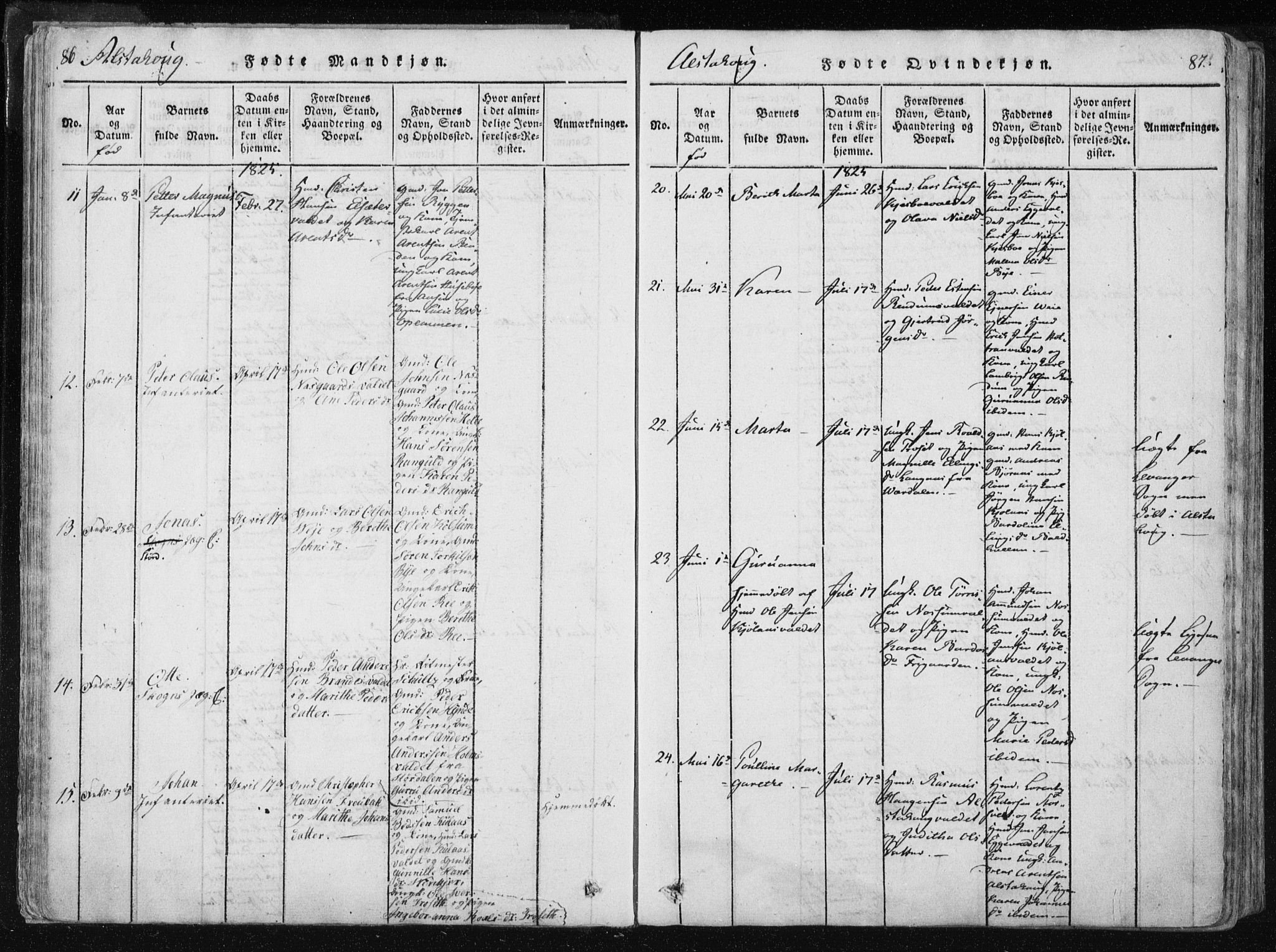 Ministerialprotokoller, klokkerbøker og fødselsregistre - Nord-Trøndelag, AV/SAT-A-1458/717/L0148: Parish register (official) no. 717A04 /1, 1816-1825, p. 86-87