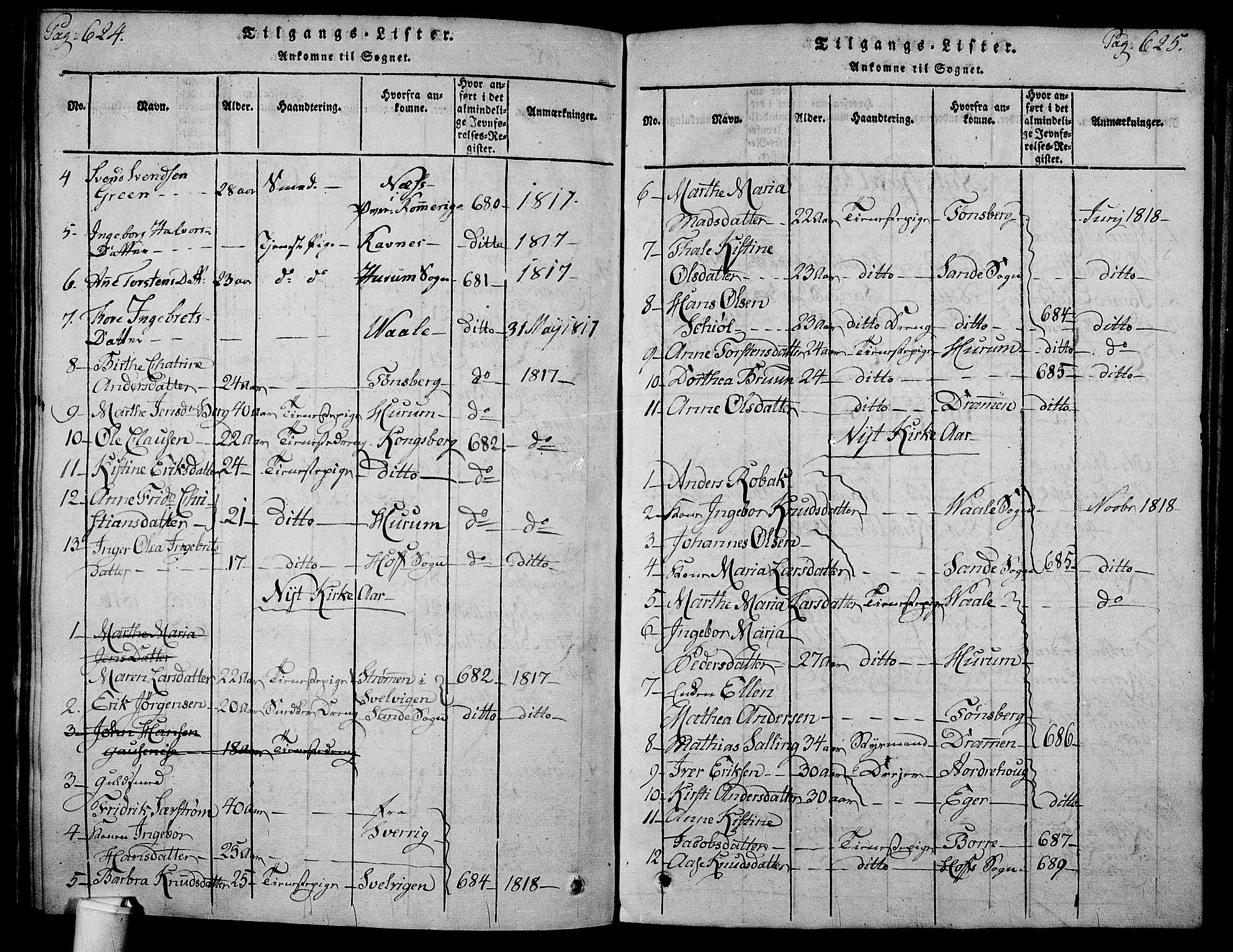 Holmestrand kirkebøker, AV/SAKO-A-346/F/Fa/L0001: Parish register (official) no. 1, 1814-1840, p. 624-625