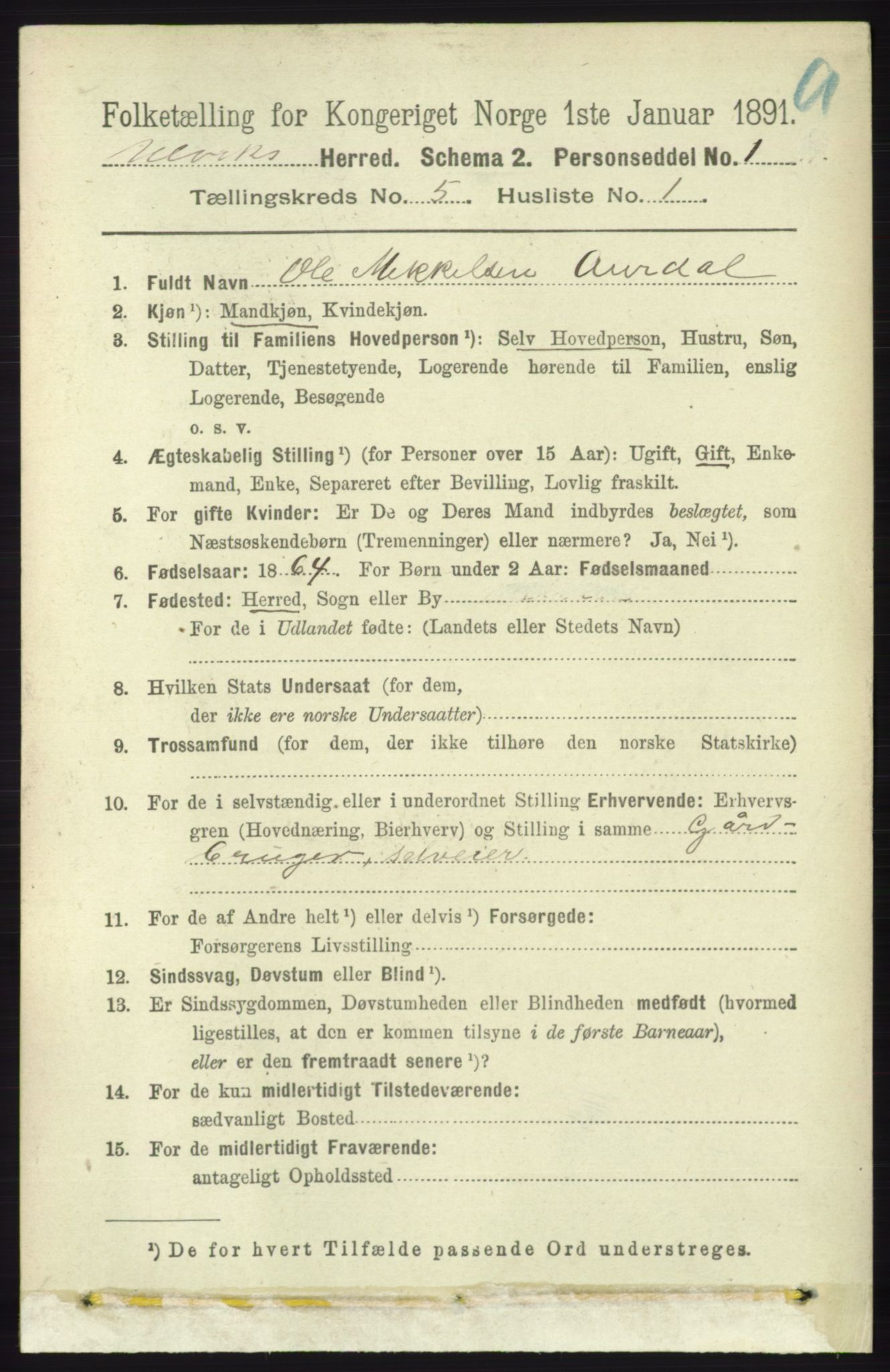 RA, 1891 census for 1233 Ulvik, 1891, p. 1402