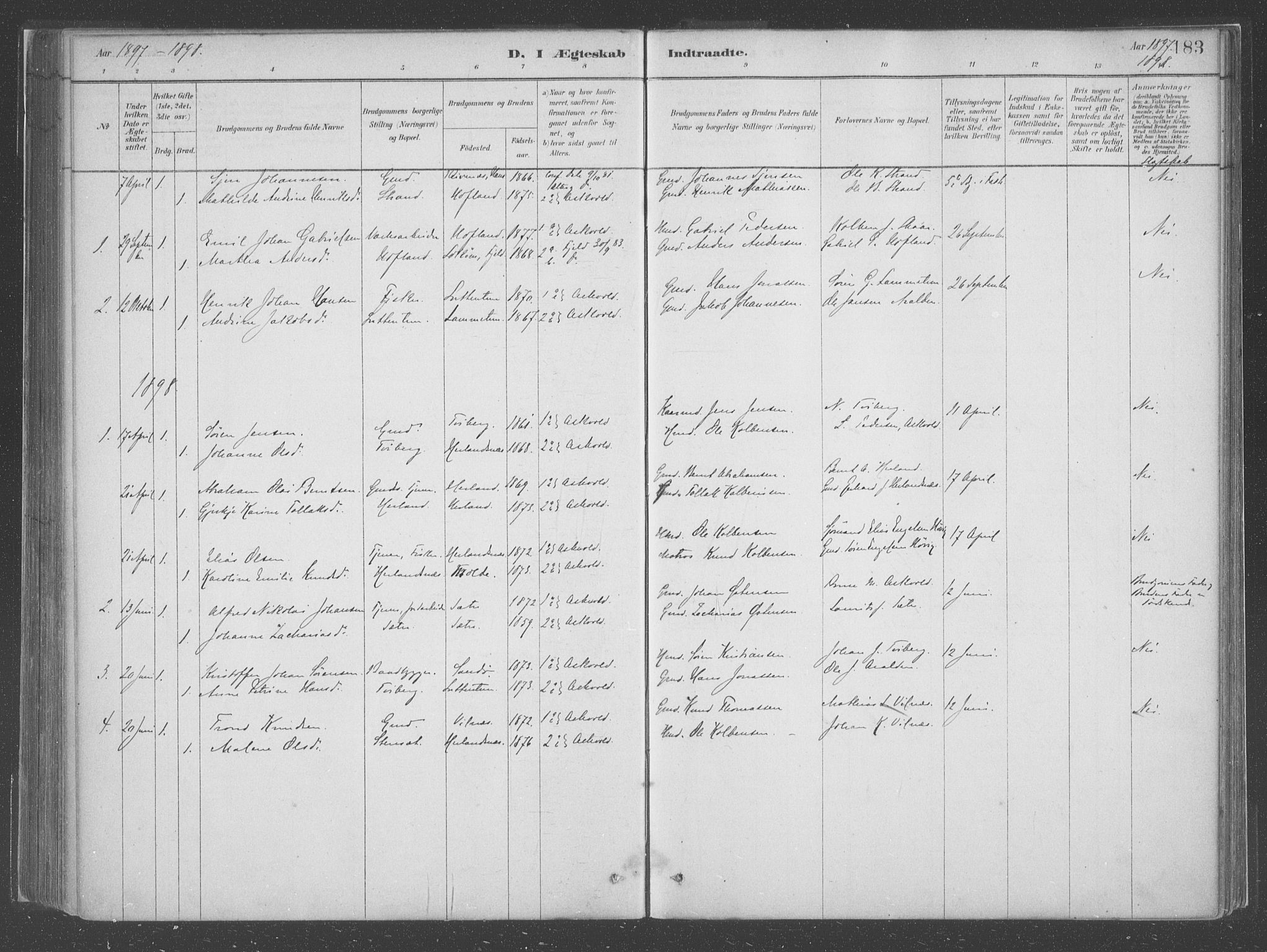 Askvoll sokneprestembete, SAB/A-79501/H/Haa/Haac/L0001: Parish register (official) no. C  1, 1879-1922, p. 183