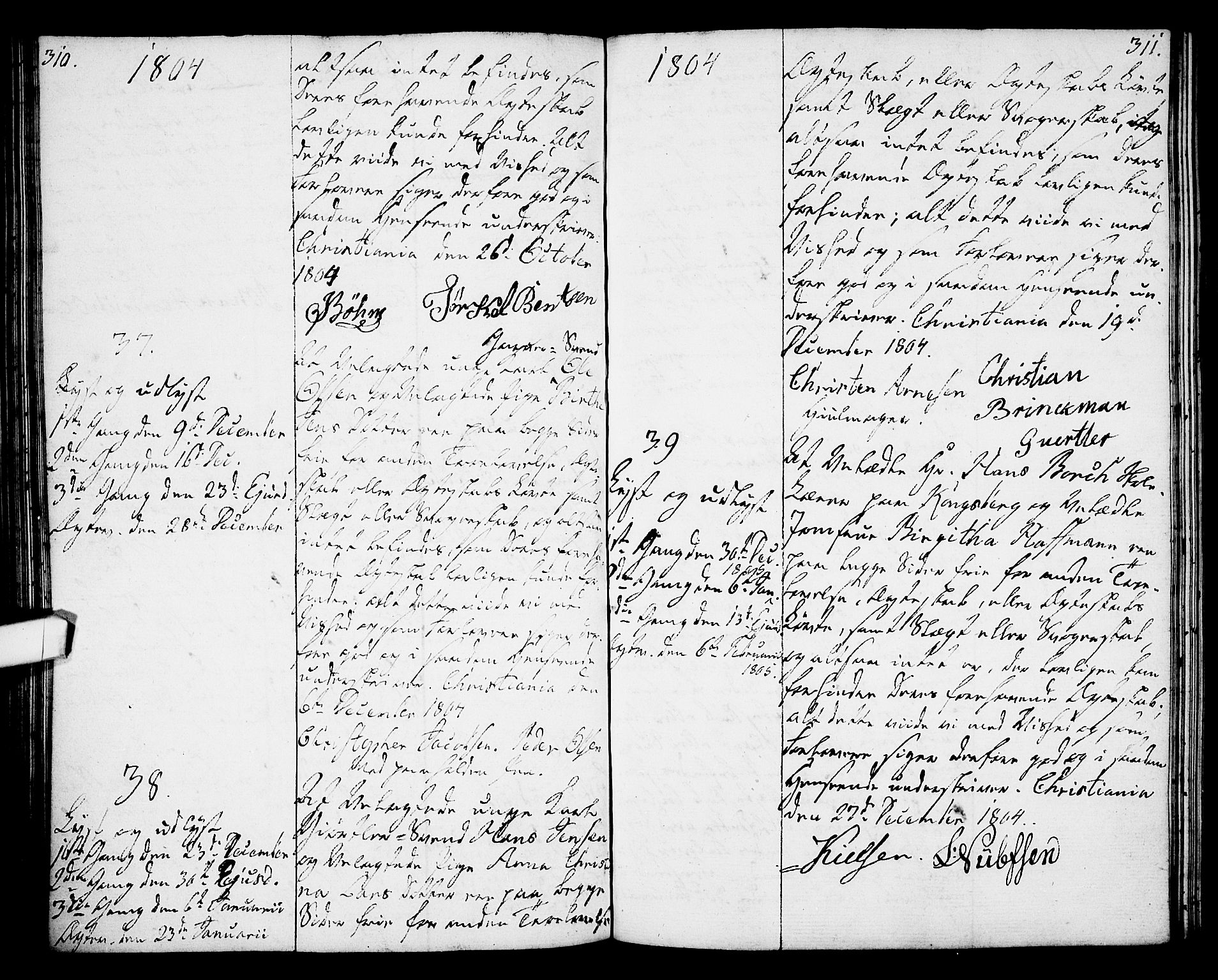 Oslo domkirke Kirkebøker, AV/SAO-A-10752/L/La/L0010: Best man's statements no. 10, 1789-1807, p. 310-311