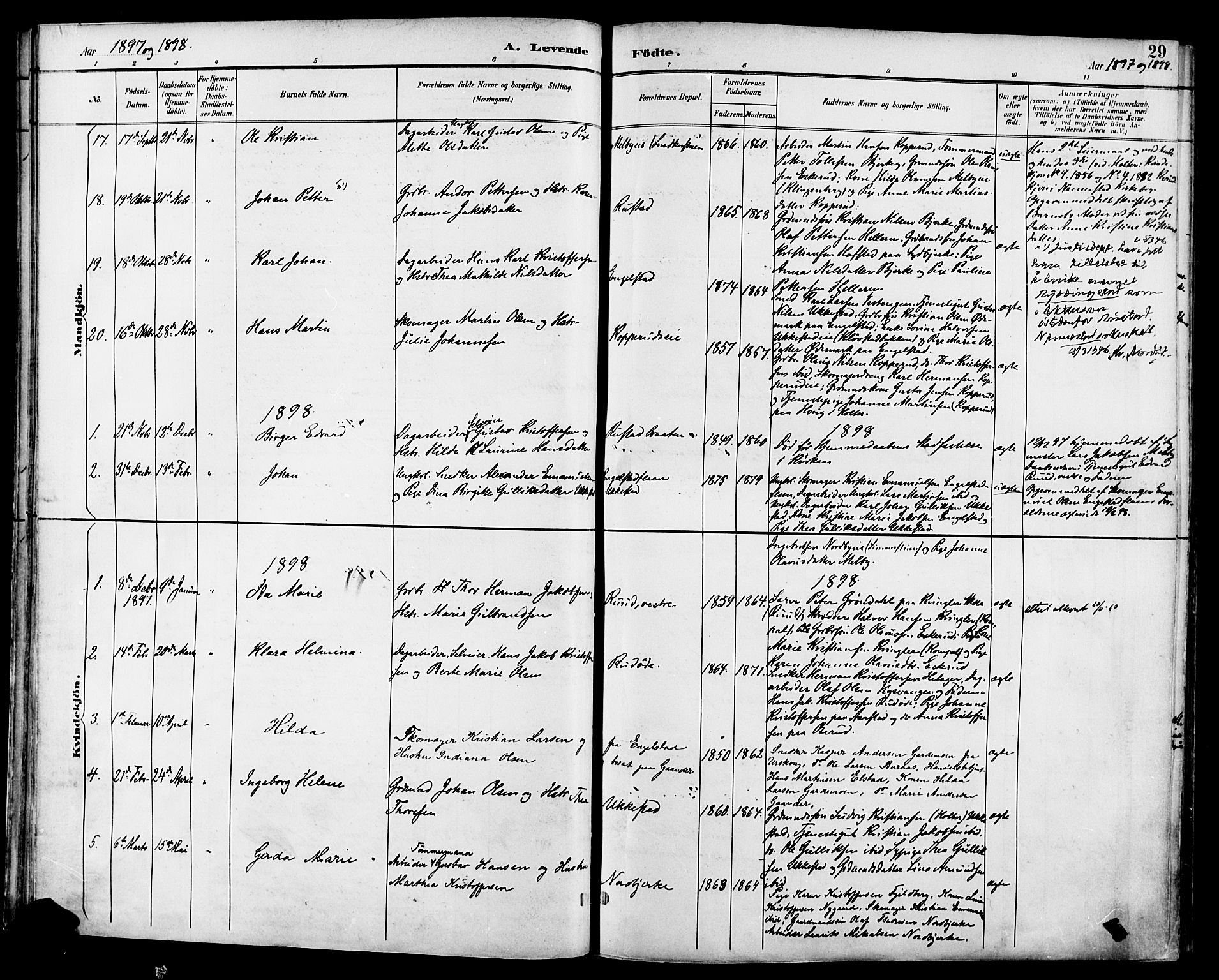 Nannestad prestekontor Kirkebøker, SAO/A-10414a/F/Fa/L0015: Parish register (official) no. I 15, 1891-1905, p. 29