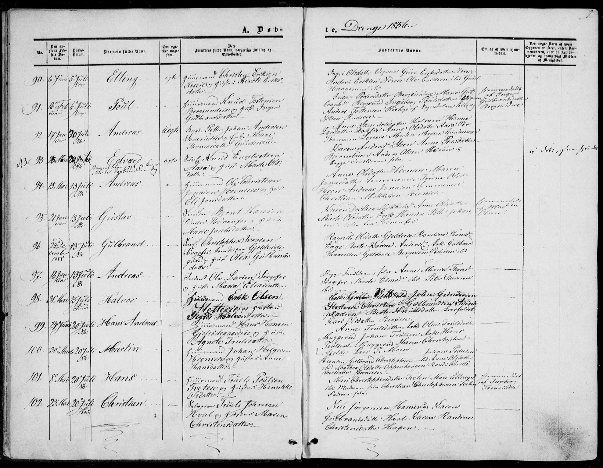 Norderhov kirkebøker, AV/SAKO-A-237/F/Fa/L0012: Parish register (official) no. 12, 1856-1865, p. 7