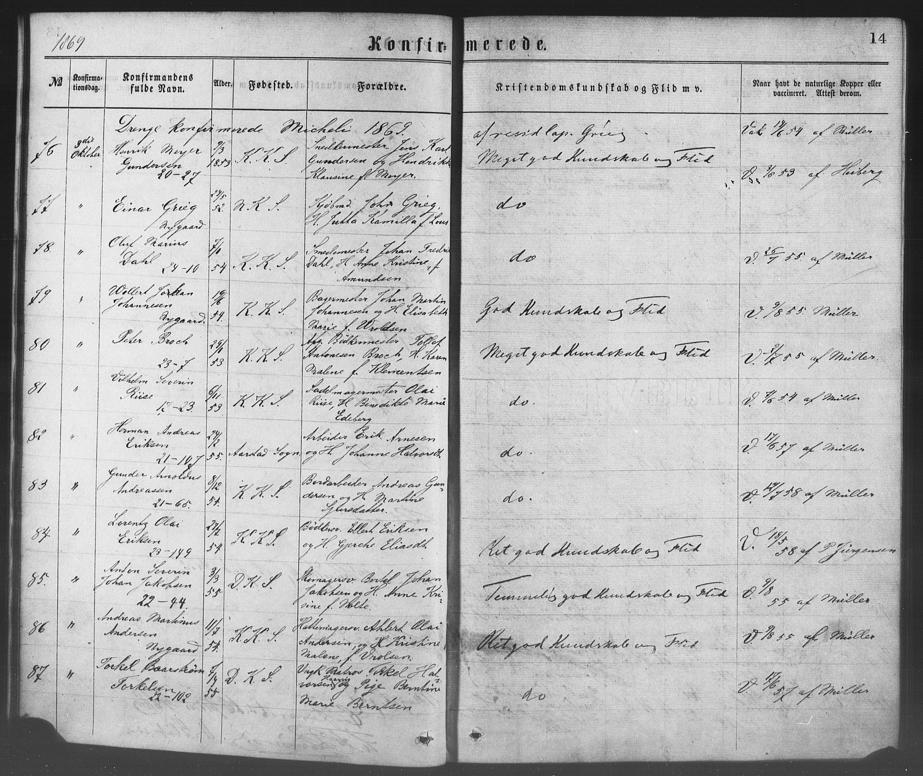 Korskirken sokneprestembete, SAB/A-76101/H/Haa/L0028: Parish register (official) no. C 4, 1868-1879, p. 14