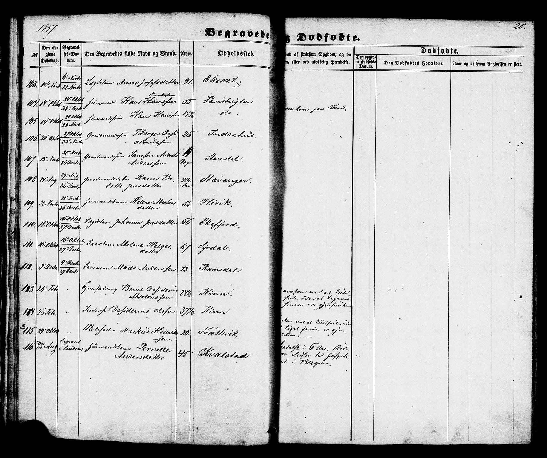 Kinn sokneprestembete, AV/SAB-A-80801/H/Haa/Haaa/L0012: Parish register (official) no. A 12, 1855-1869, p. 20