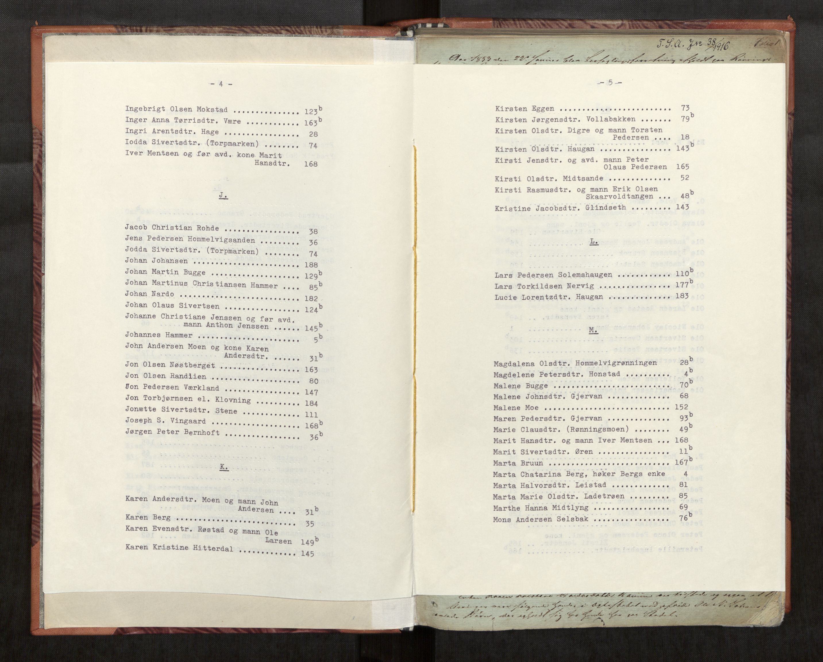 Strinda og Selbu sorenskriveri, SAT/A-0015/3/3C/L0002: Skifteregistreringsprot.  for Strinda tinglag, 1853-1880, p. 4-5