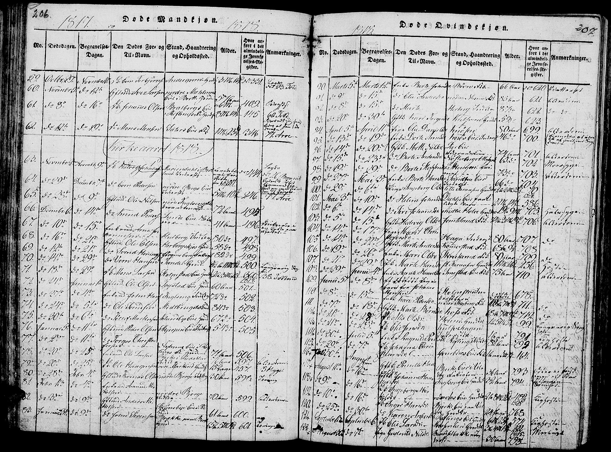 Ringsaker prestekontor, AV/SAH-PREST-014/L/La/L0001: Parish register (copy) no. 1, 1814-1826, p. 206-207