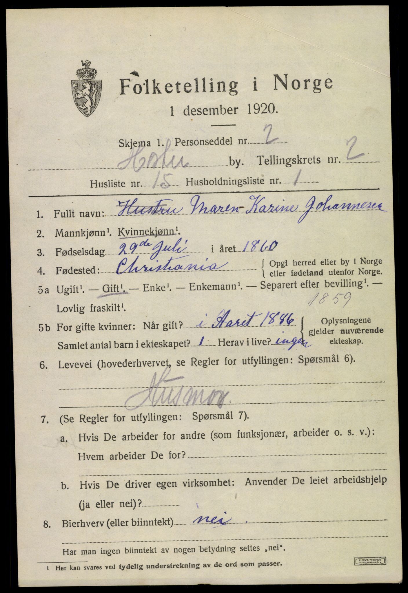 SAKO, 1920 census for Horten, 1920, p. 10381