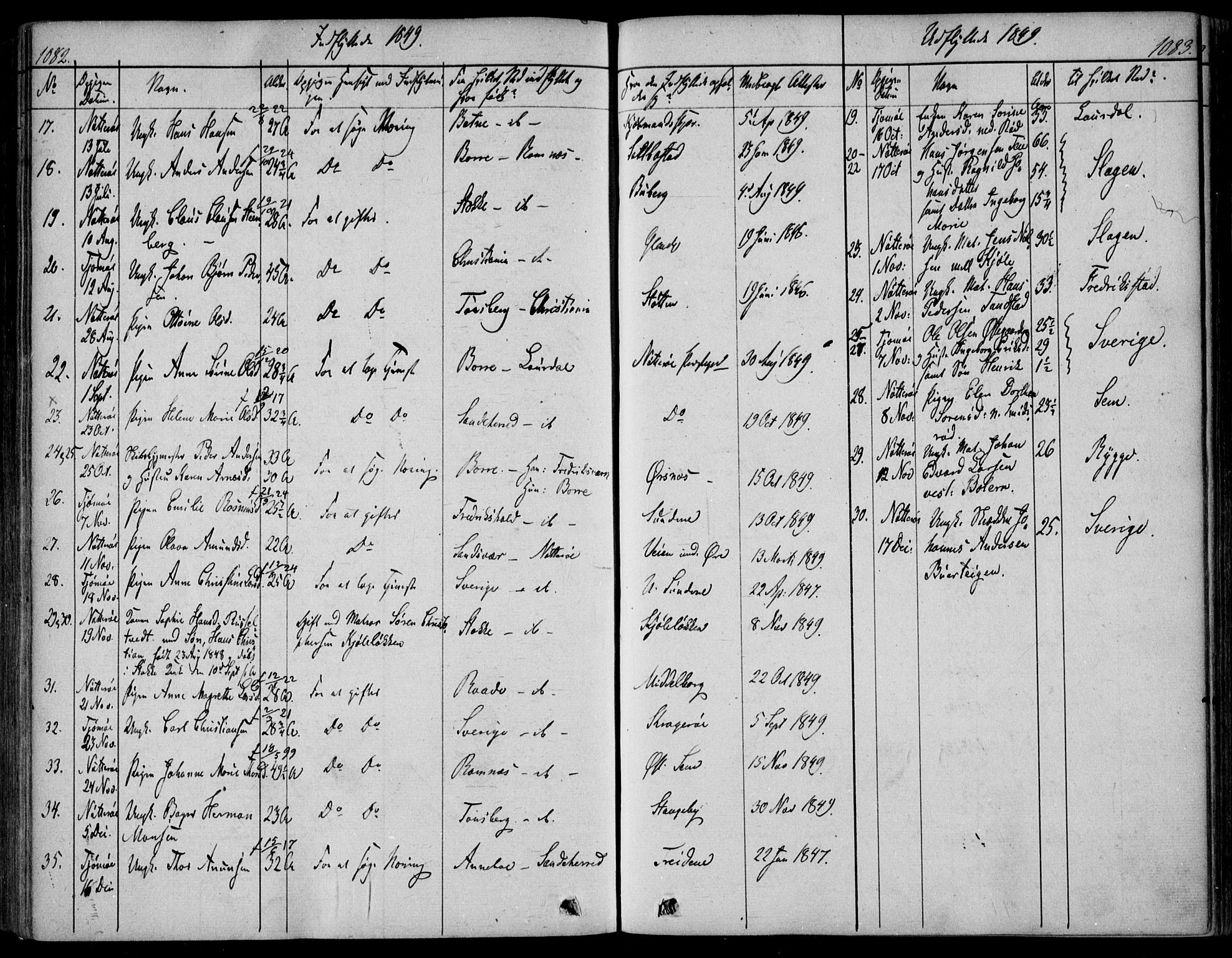 Nøtterøy kirkebøker, AV/SAKO-A-354/F/Fa/L0005: Parish register (official) no. I 5, 1839-1852, p. 1082-1083