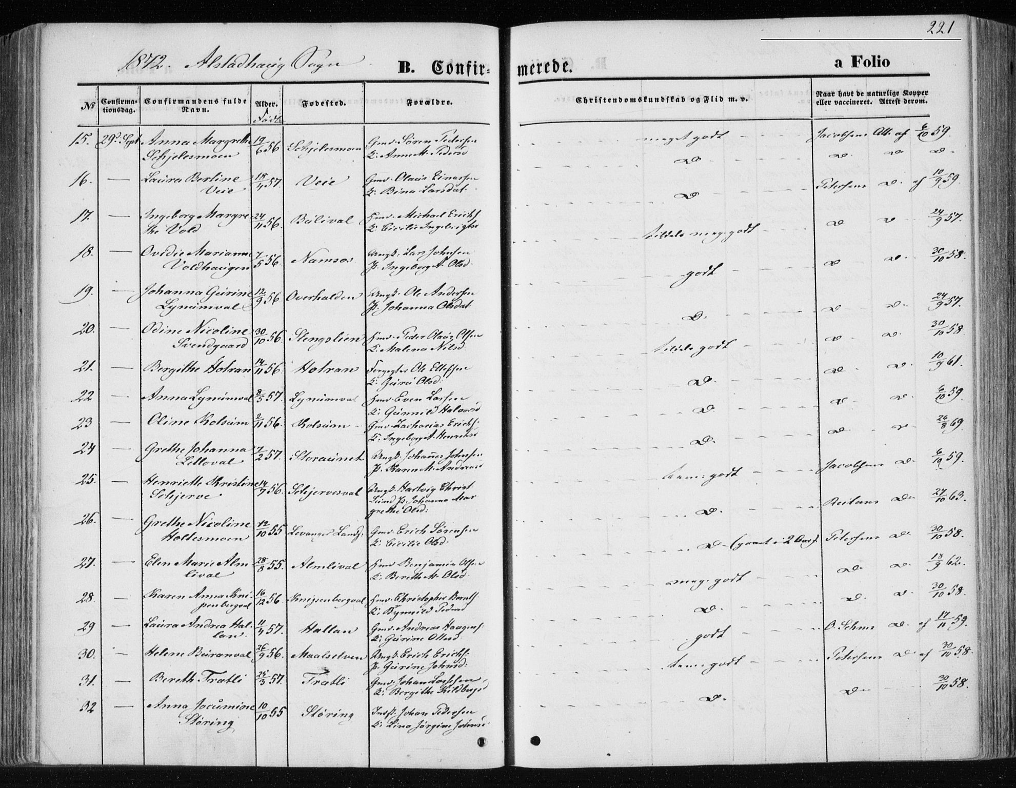 Ministerialprotokoller, klokkerbøker og fødselsregistre - Nord-Trøndelag, AV/SAT-A-1458/717/L0157: Parish register (official) no. 717A08 /1, 1863-1877, p. 221