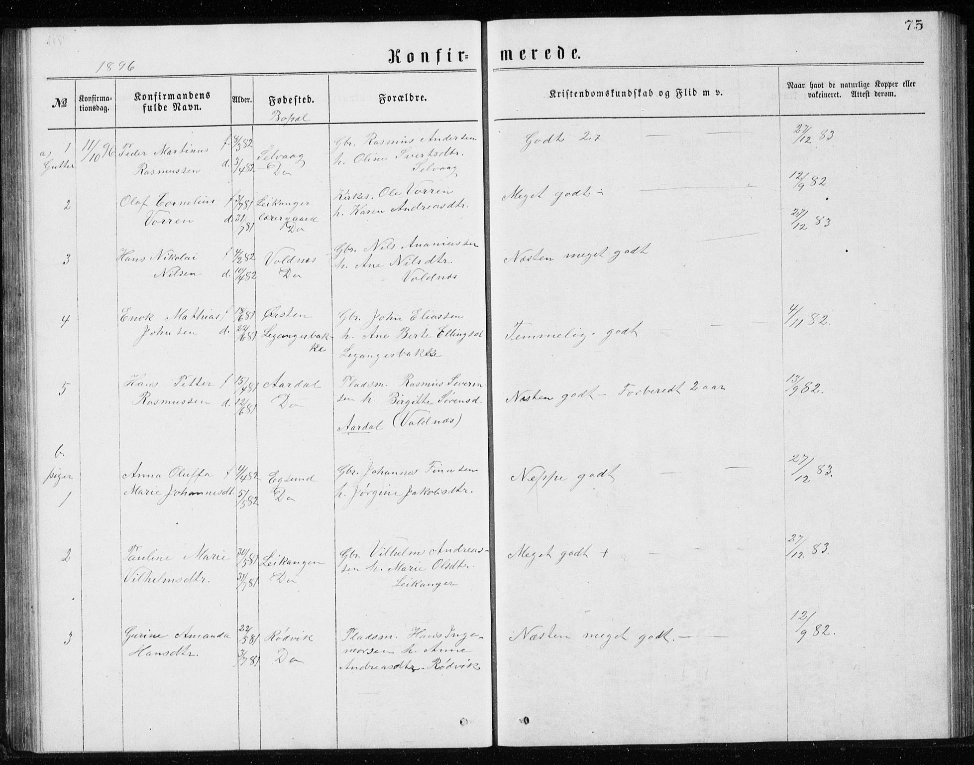 Ministerialprotokoller, klokkerbøker og fødselsregistre - Møre og Romsdal, AV/SAT-A-1454/508/L0097: Parish register (copy) no. 508C01, 1873-1897, p. 75