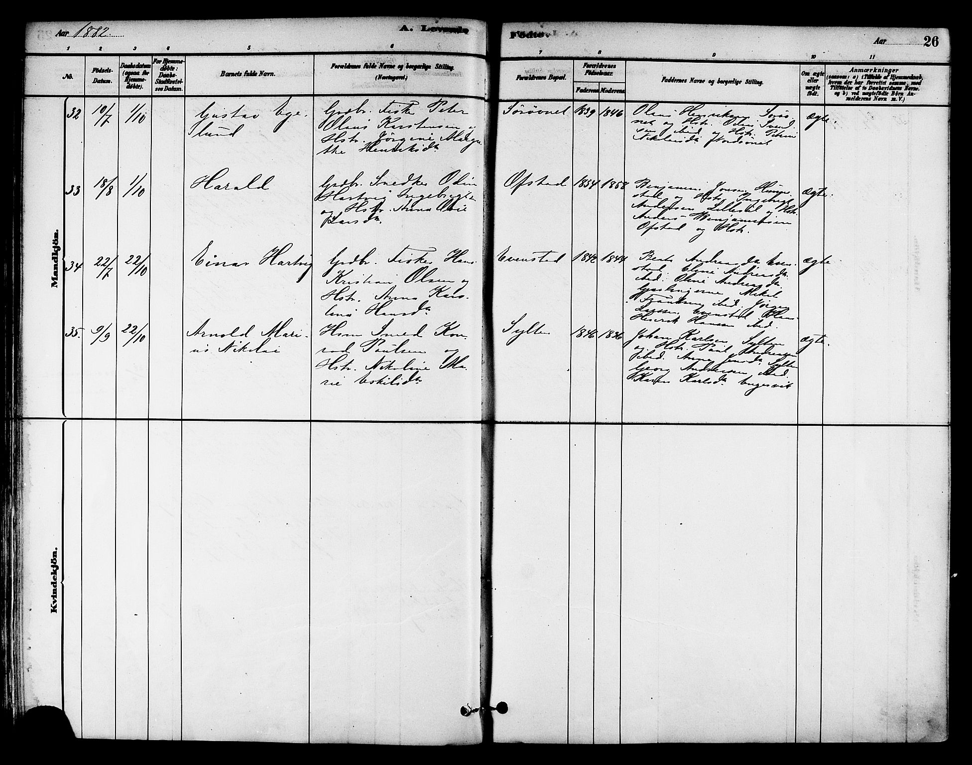 Ministerialprotokoller, klokkerbøker og fødselsregistre - Nord-Trøndelag, AV/SAT-A-1458/786/L0686: Parish register (official) no. 786A02, 1880-1887, p. 26