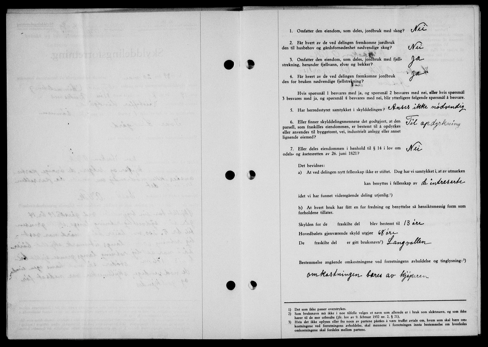 Lofoten sorenskriveri, SAT/A-0017/1/2/2C/L0005a: Mortgage book no. 5a, 1939-1939, Diary no: : 1040/1939