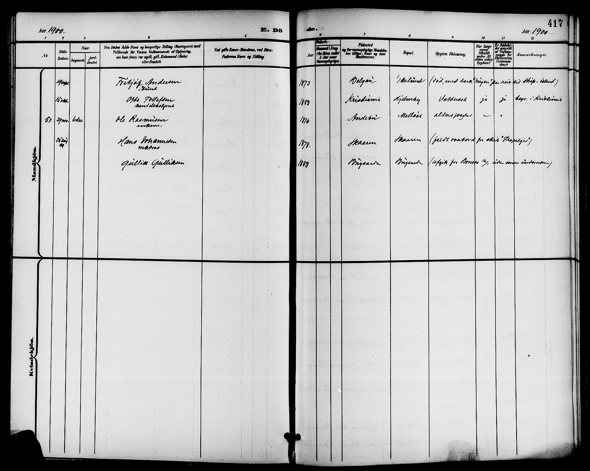 Sandar kirkebøker, AV/SAKO-A-243/G/Ga/L0002: Parish register (copy) no. 2, 1900-1915, p. 417