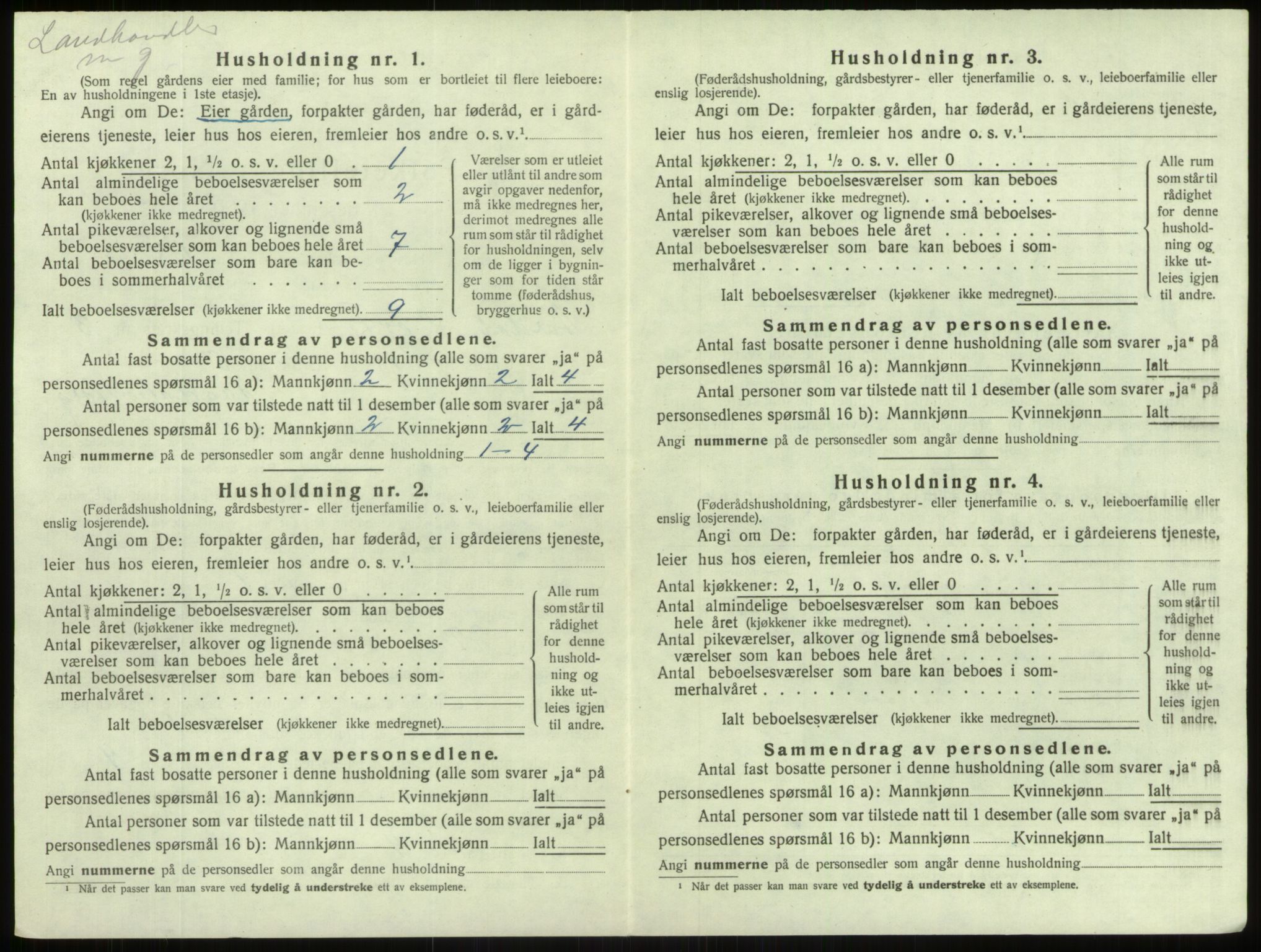 SAB, 1920 census for Årdal, 1920, p. 335