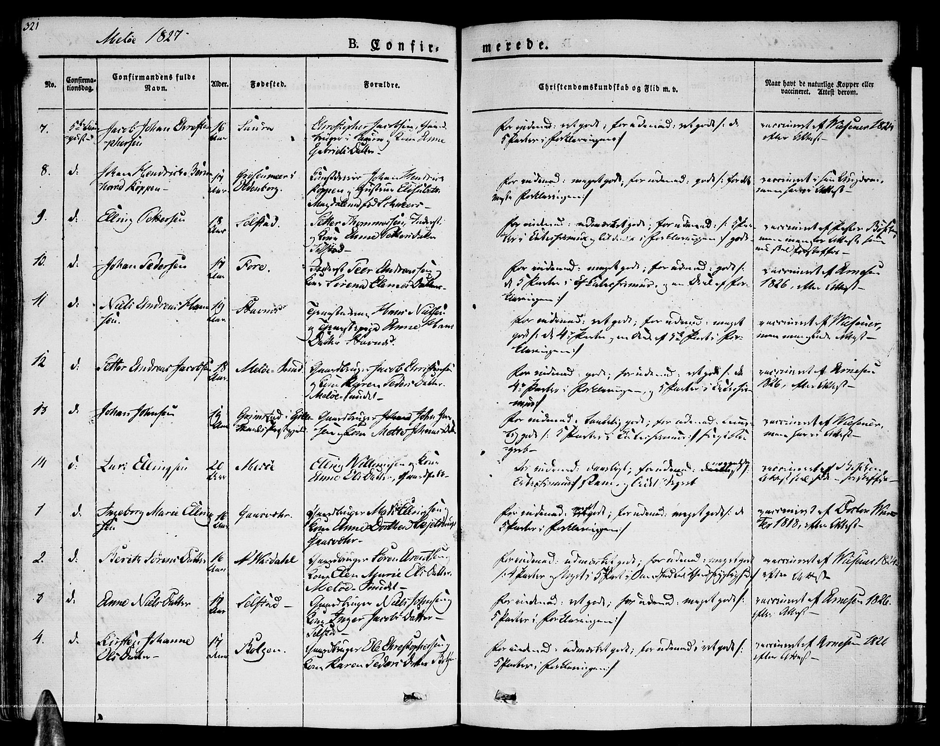 Ministerialprotokoller, klokkerbøker og fødselsregistre - Nordland, AV/SAT-A-1459/841/L0598: Parish register (official) no. 841A06 /2, 1825-1844, p. 321