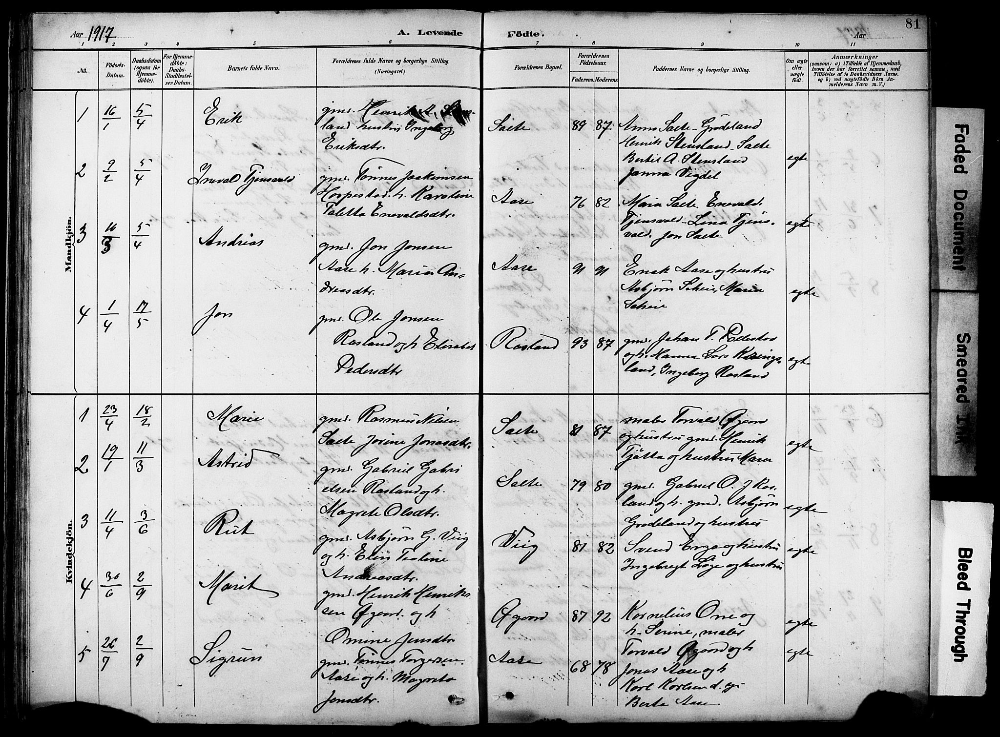 Klepp sokneprestkontor, SAST/A-101803/001/3/30BB/L0005: Parish register (copy) no. B 5, 1889-1918, p. 81