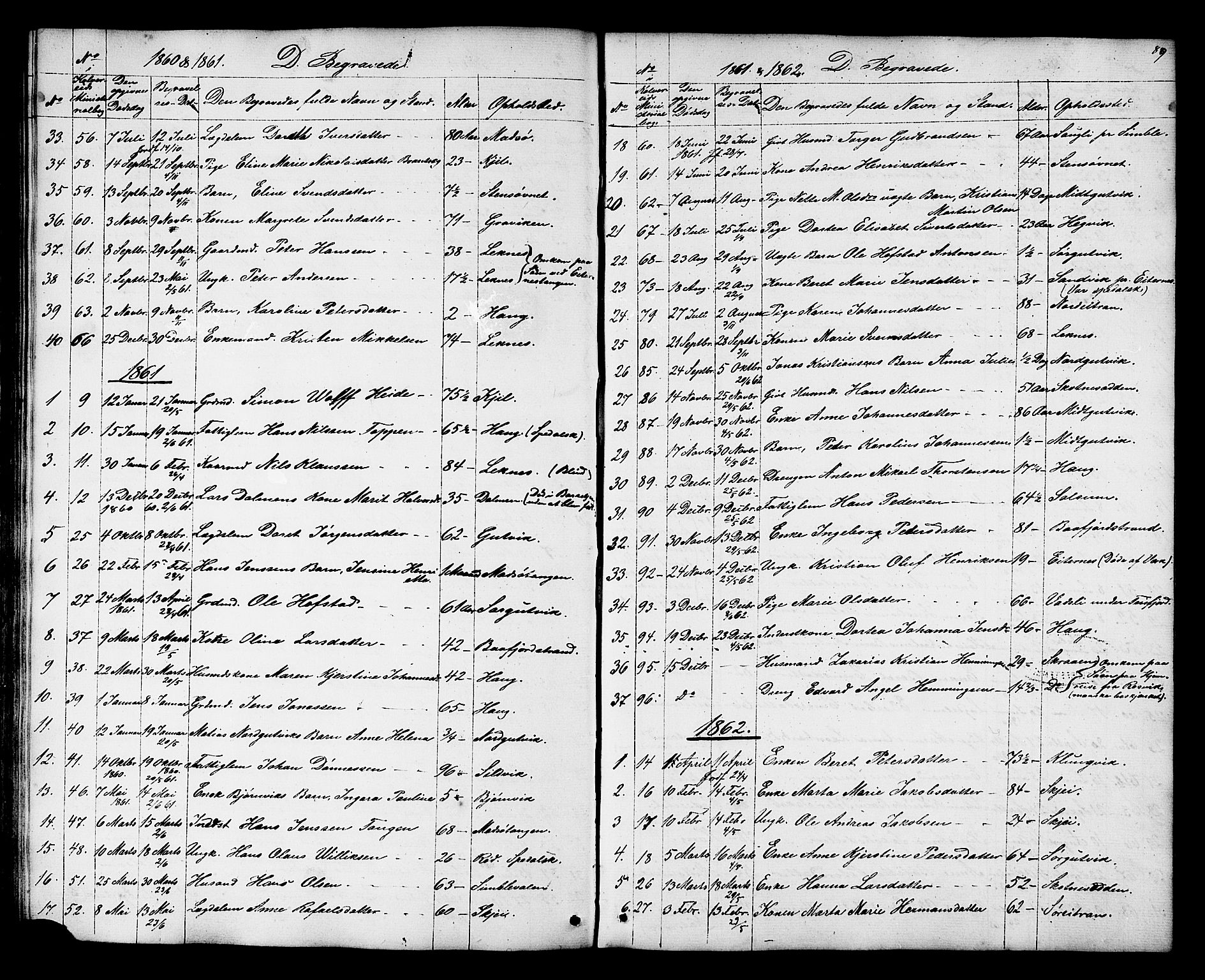 Ministerialprotokoller, klokkerbøker og fødselsregistre - Nord-Trøndelag, SAT/A-1458/788/L0695: Parish register (official) no. 788A02, 1843-1862, p. 89