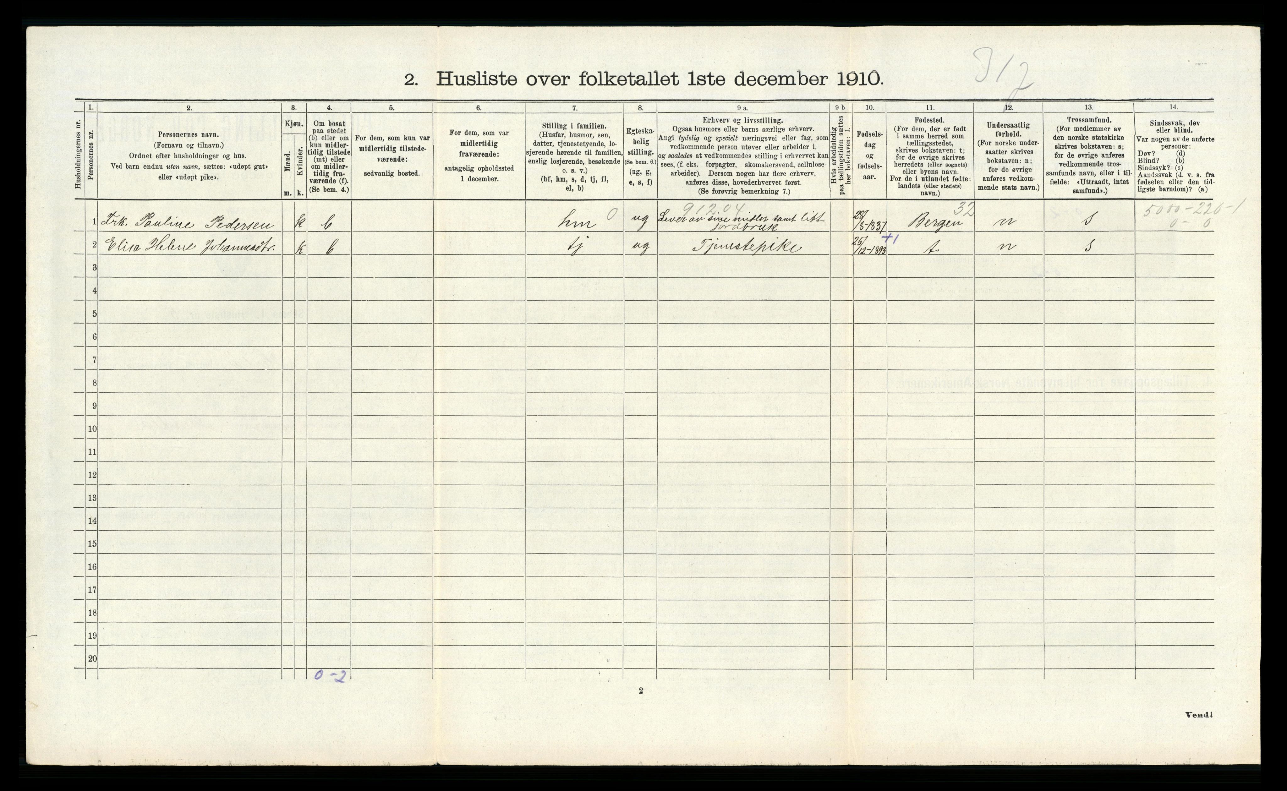 RA, 1910 census for Herdla, 1910, p. 343
