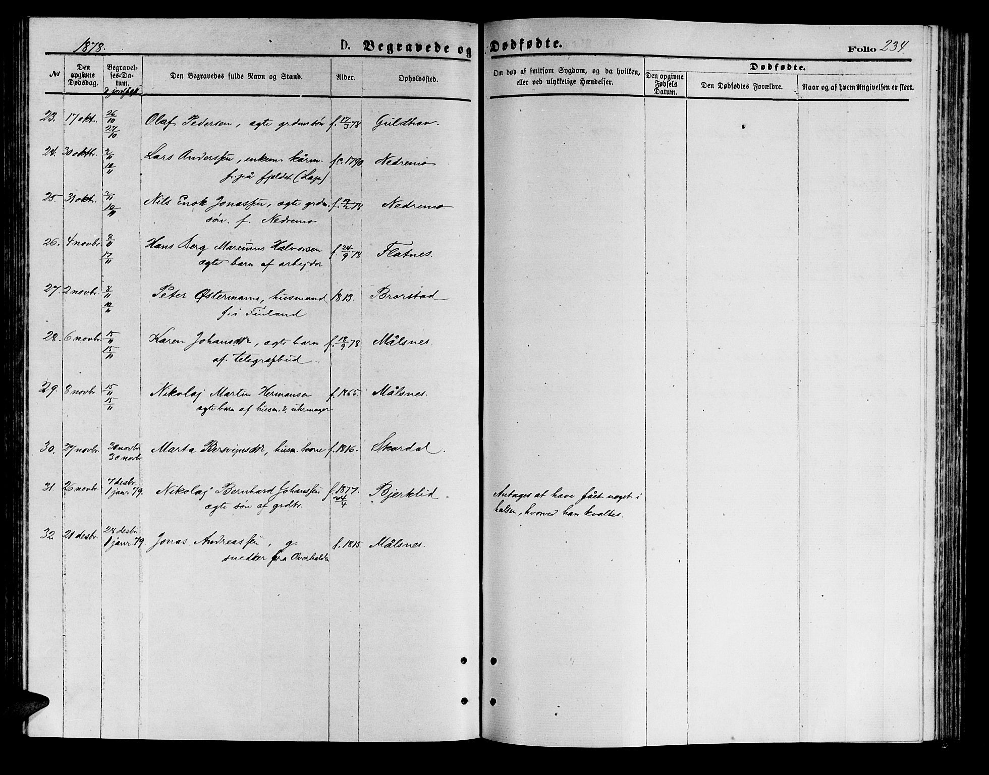 Målselv sokneprestembete, SATØ/S-1311/G/Ga/Gab/L0003klokker: Parish register (copy) no. 3, 1874-1885, p. 234