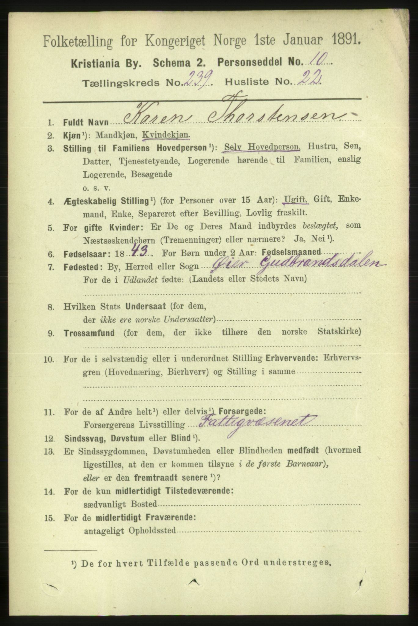 RA, 1891 census for 0301 Kristiania, 1891, p. 145818