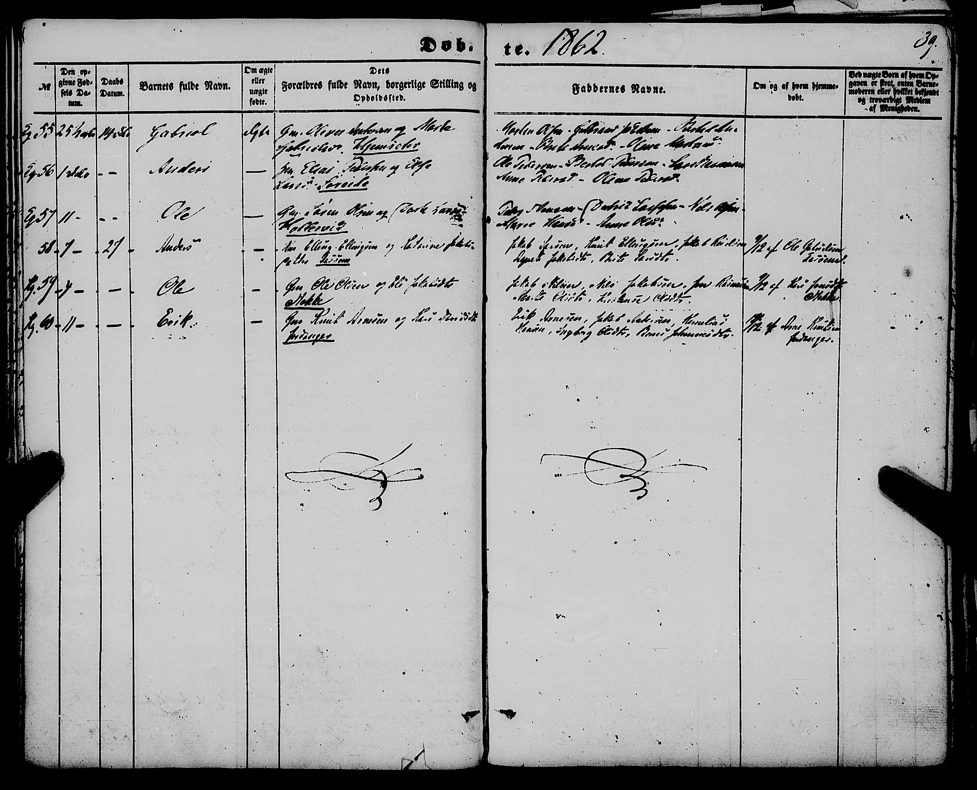 Gloppen sokneprestembete, AV/SAB-A-80101/H/Haa/Haaa/L0009: Parish register (official) no. A 9, 1855-1870, p. 39