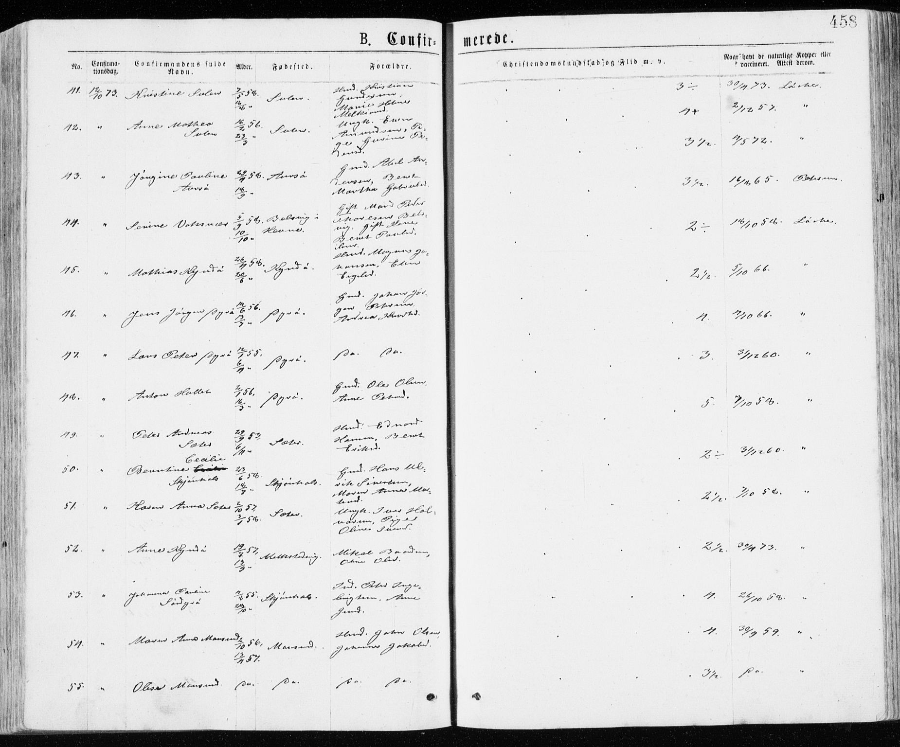 Ministerialprotokoller, klokkerbøker og fødselsregistre - Sør-Trøndelag, AV/SAT-A-1456/640/L0576: Parish register (official) no. 640A01, 1846-1876, p. 458